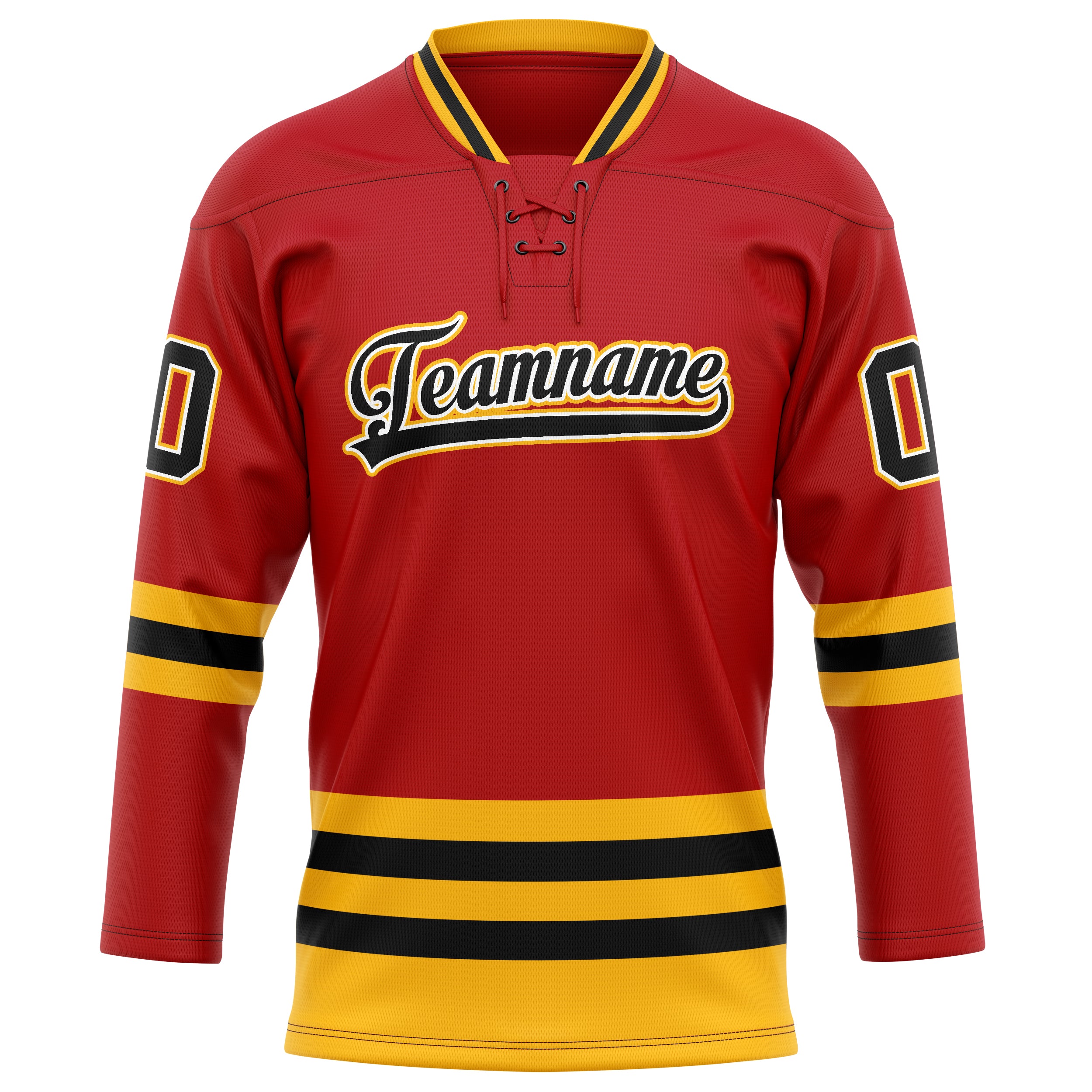 Custom Red Black Solid Colour Hockey Jersey