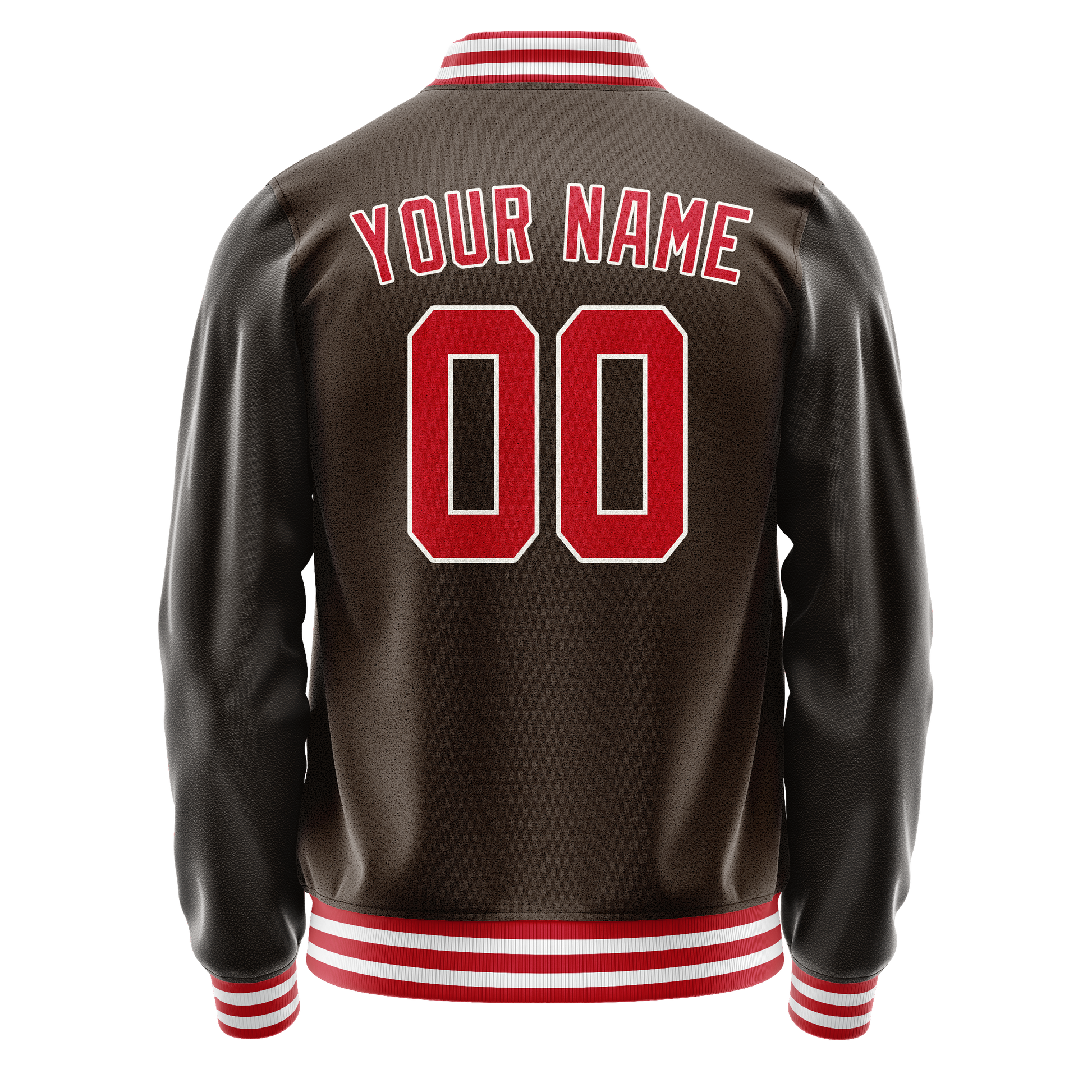 Custom Brown Orange Solid Color Varsity Letterman Jacket JA02240617XF083