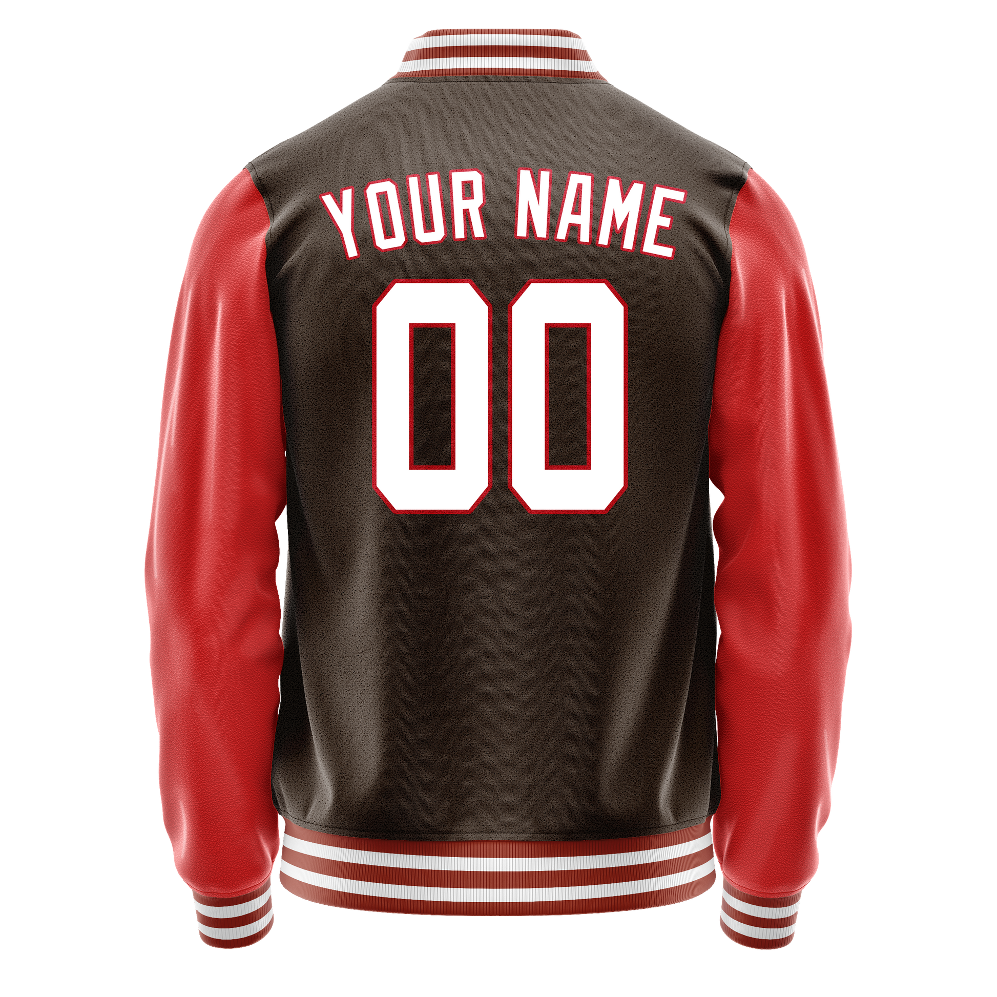 Custom Brown Texas-Orange Solid Color Varsity Letterman Jacket JA02240617XF061