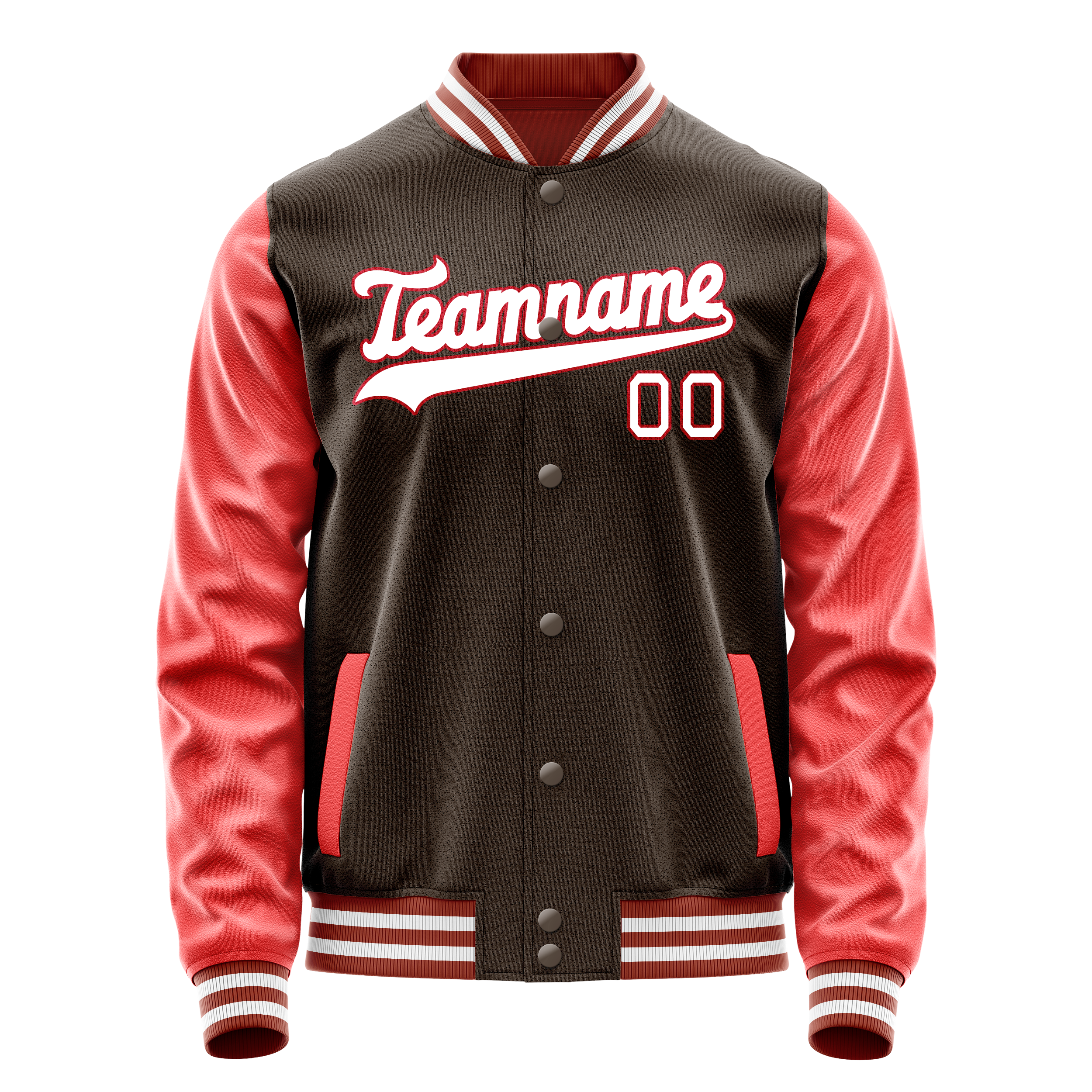 Custom Brown Texas-Orange Solid Color Varsity Letterman Jacket JA02240617XF061