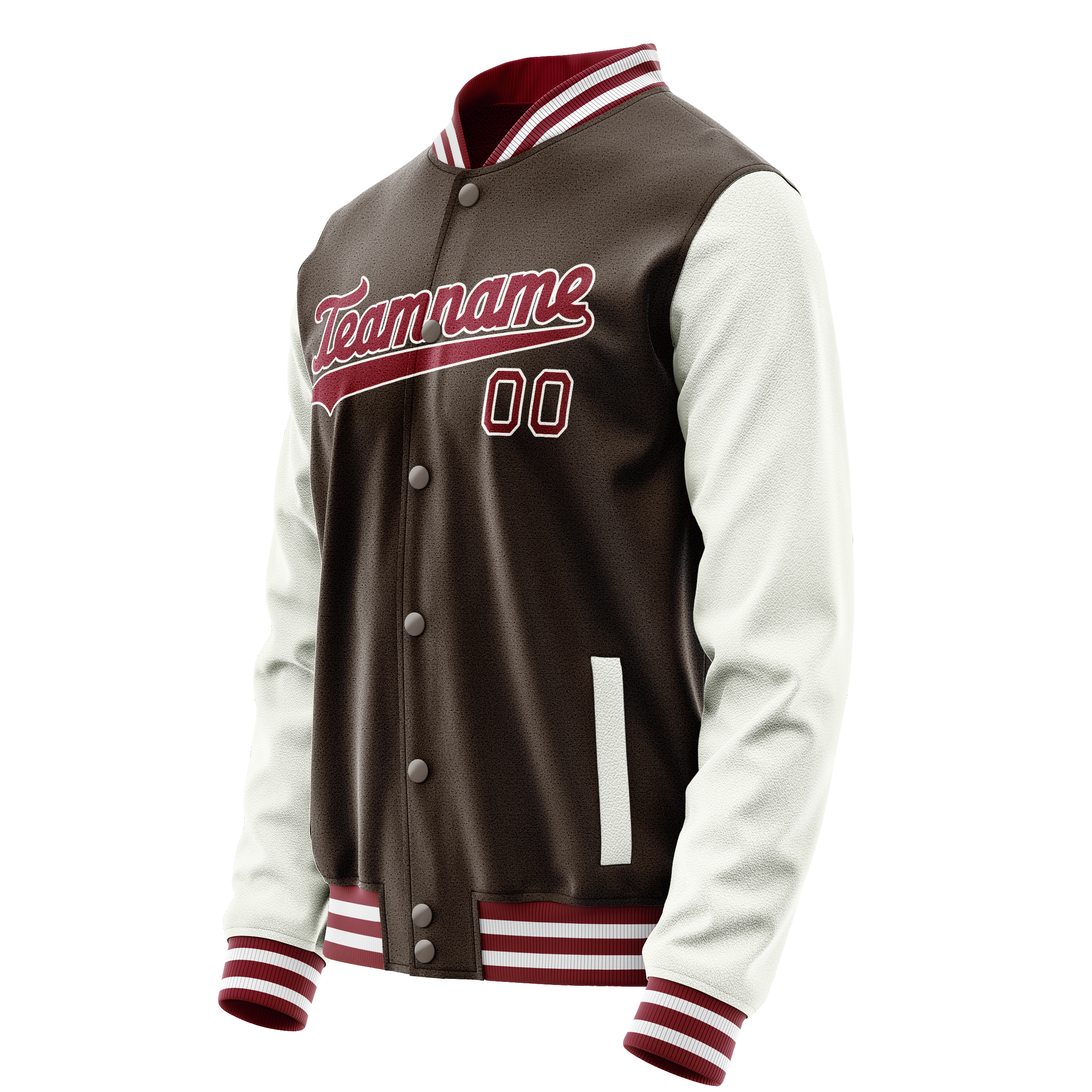 Custom Brown White Solid Color Varsity Letterman Jacket JA02240617XF076