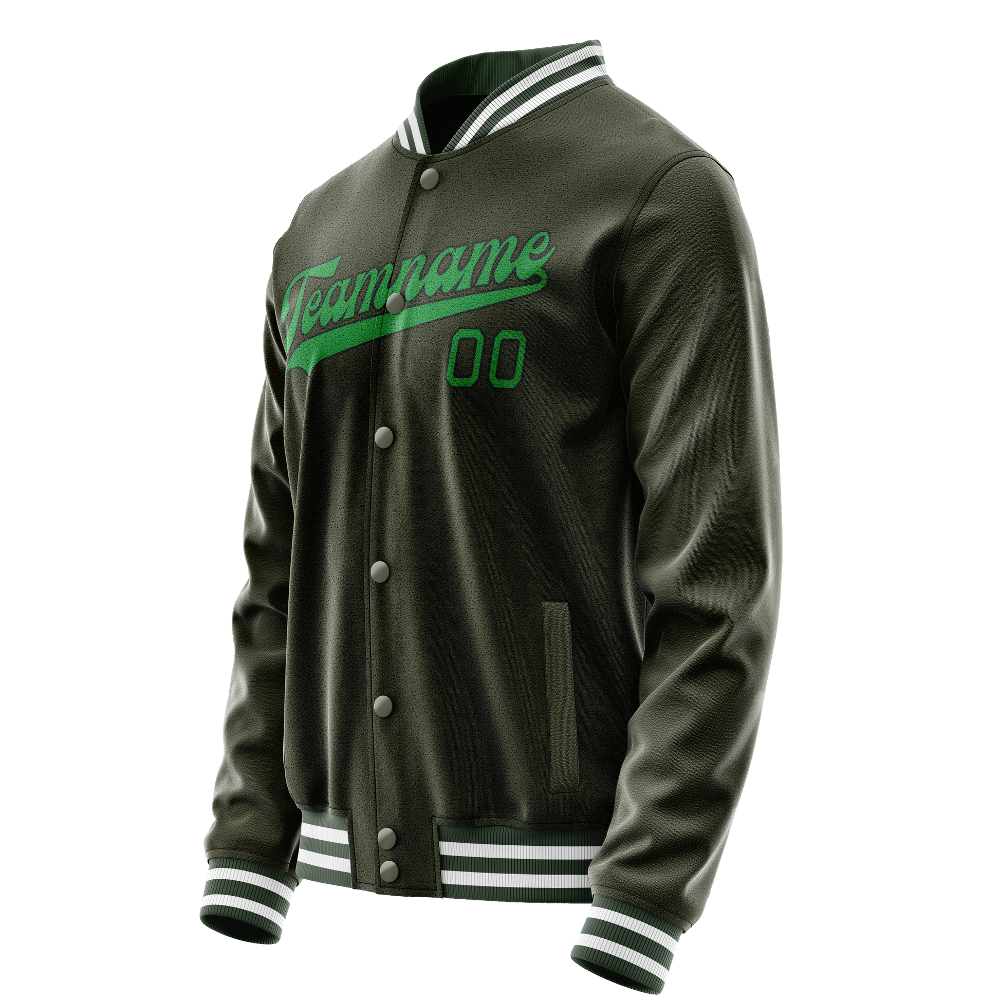 Custom Olive Neon-Green Solid Color Varsity Letterman Jacket JA02240617LH317