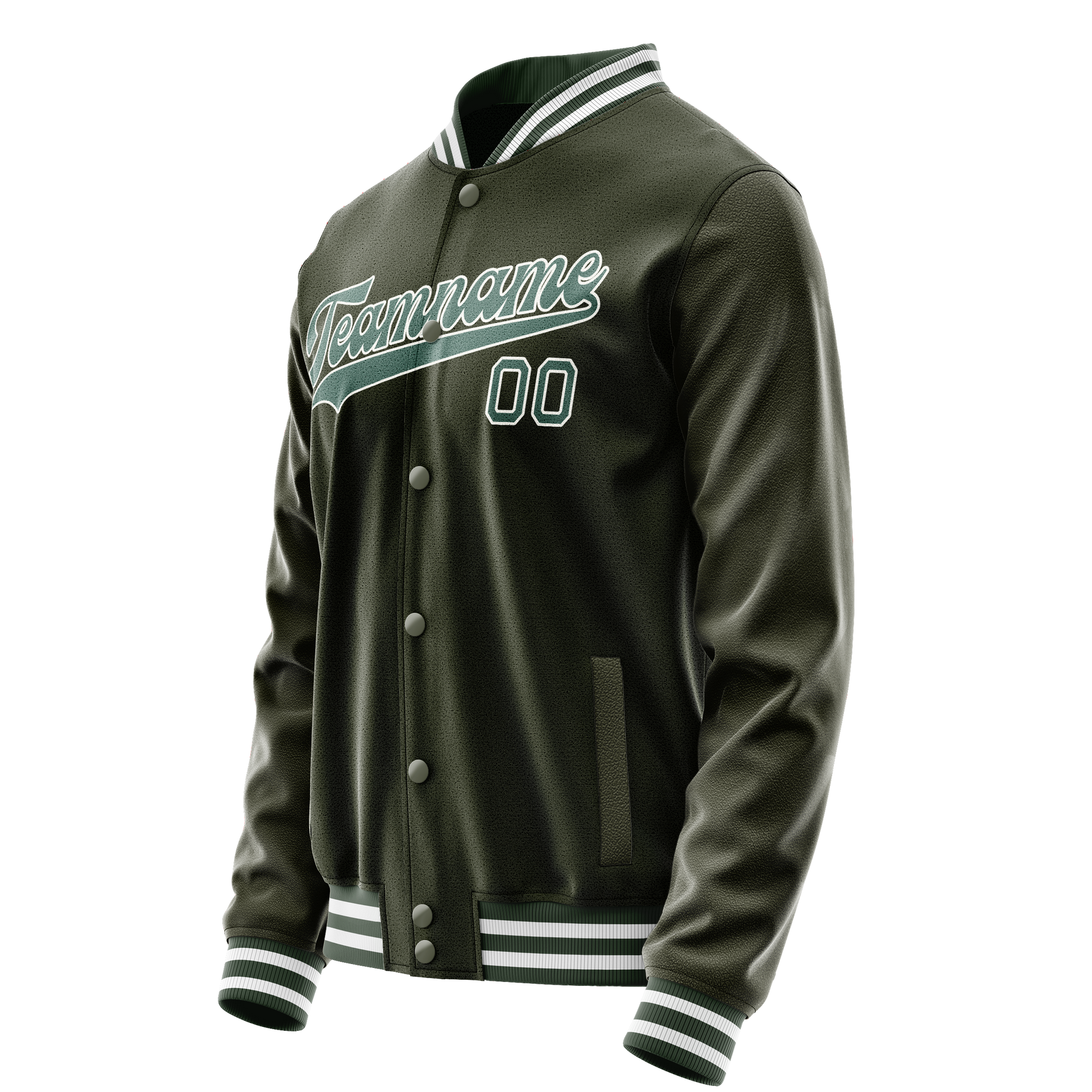 Custom Olive Teal Solid Color Varsity Letterman Jacket JA02240617LH312