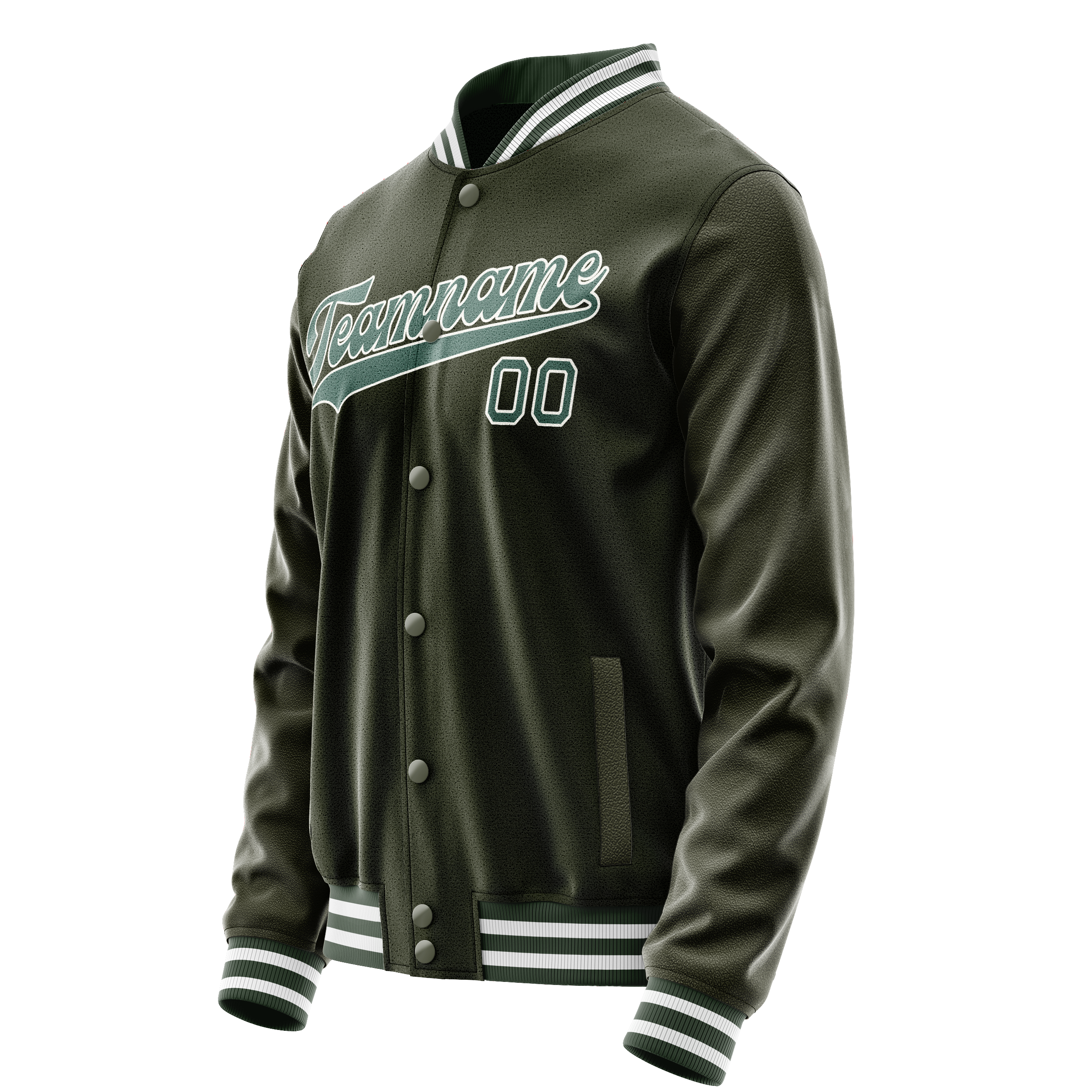 Custom Olive Teal Solid Color Varsity Letterman Jacket JA02240617LH312