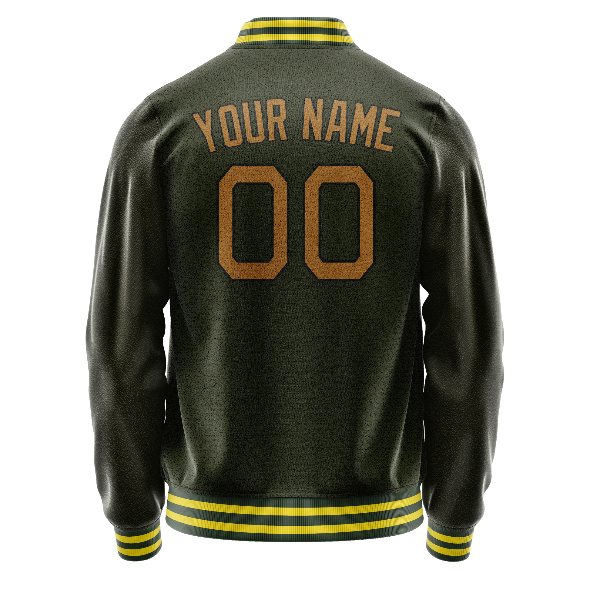 Custom Olive Brown Solid Color Varsity Letterman Jacket JA02240617LH298