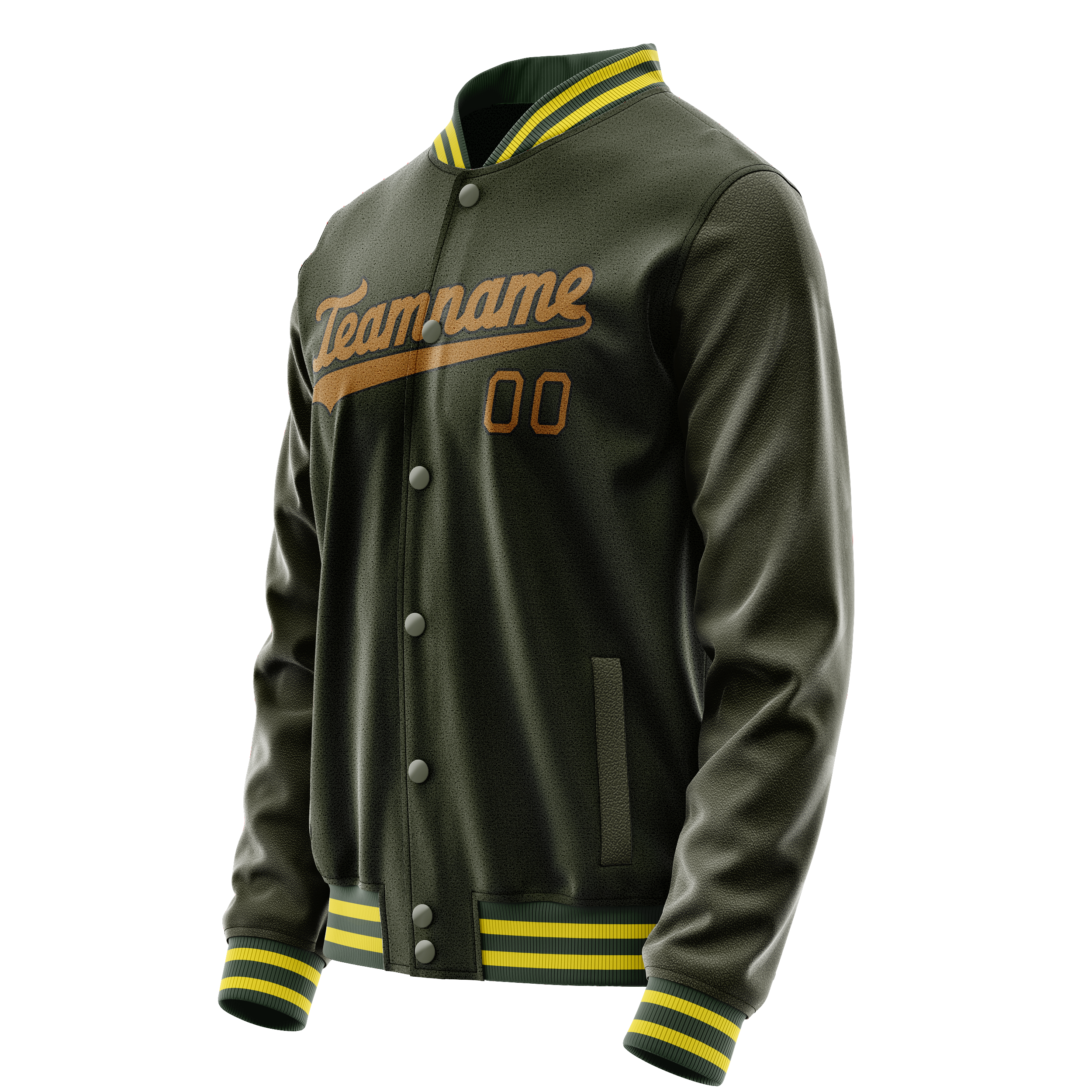 Custom Olive Brown Solid Color Varsity Letterman Jacket JA02240617LH298