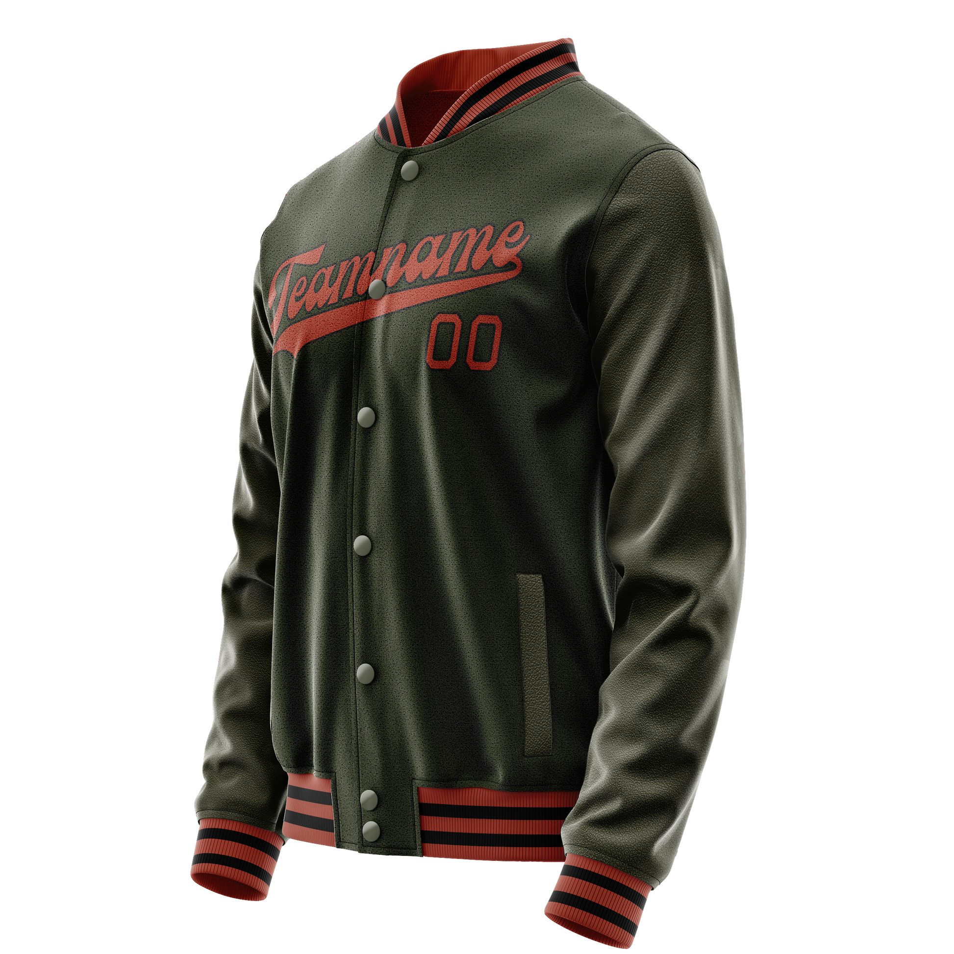 Custom Olive Red Solid Color Varsity Letterman Jacket JA02240617LH311