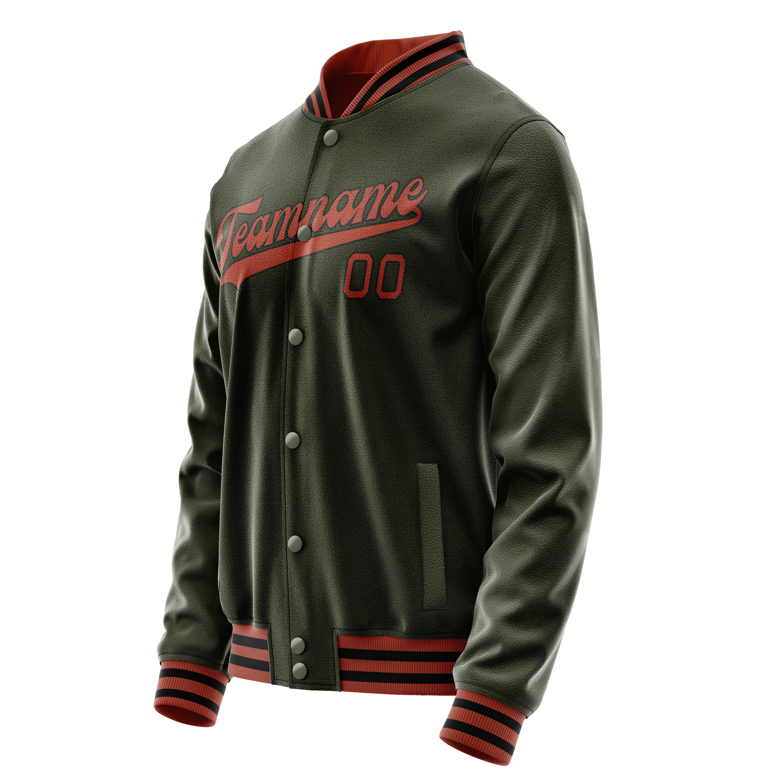 Custom Olive Red Solid Color Varsity Letterman Jacket JA02240617LH311