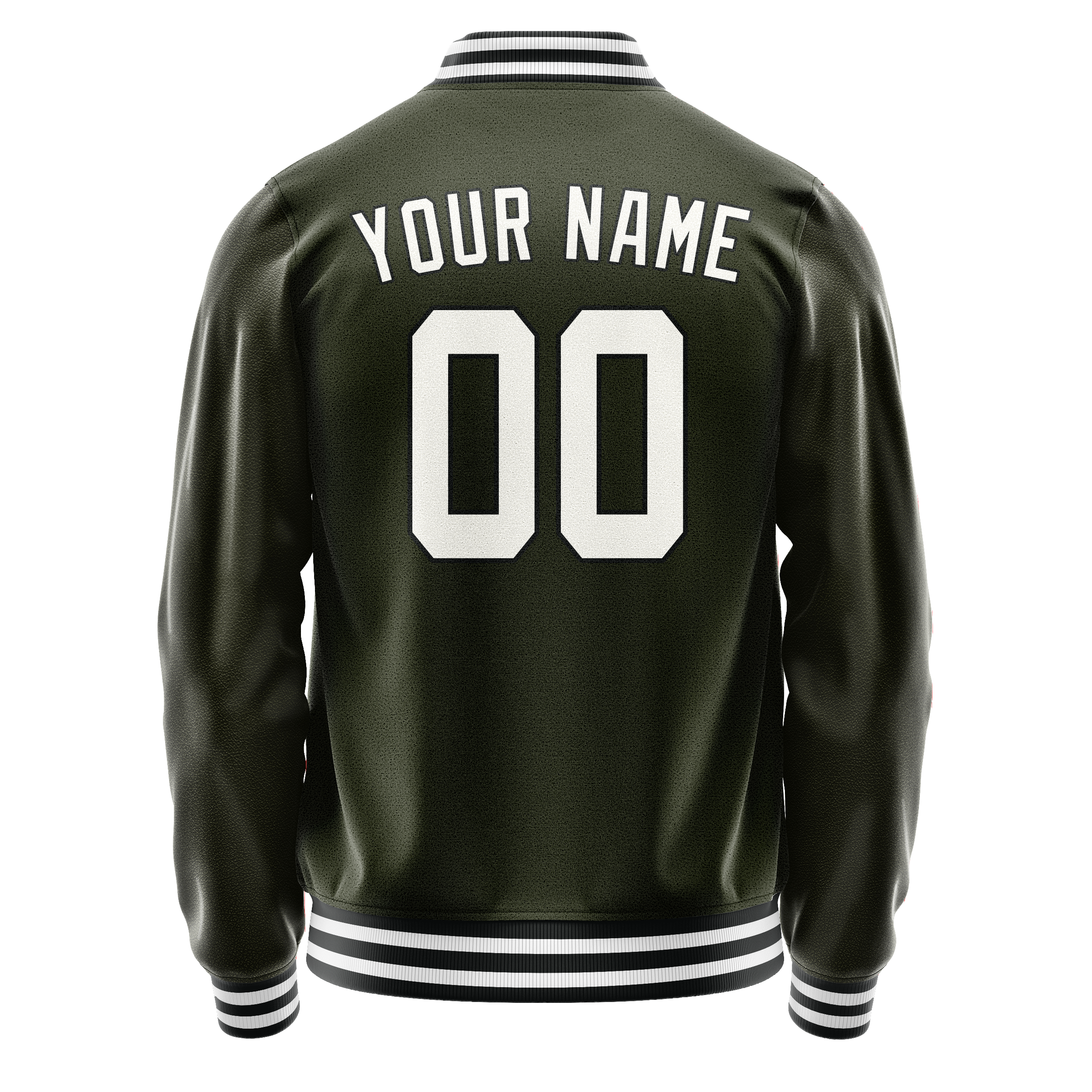 Custom Olive White Solid Color Varsity Letterman Jacket JA02240617LH314