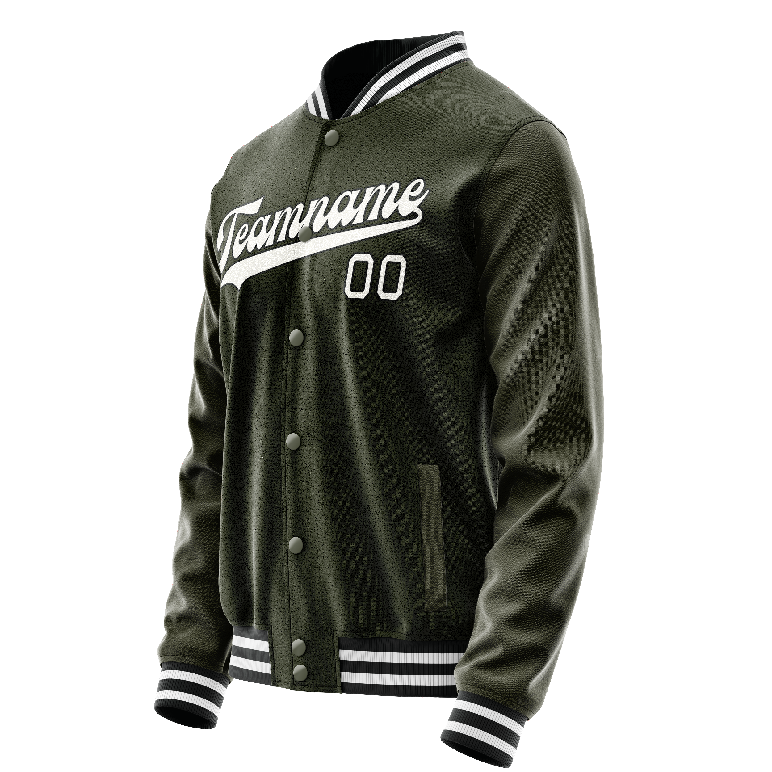Custom Olive White Solid Color Varsity Letterman Jacket JA02240617LH314