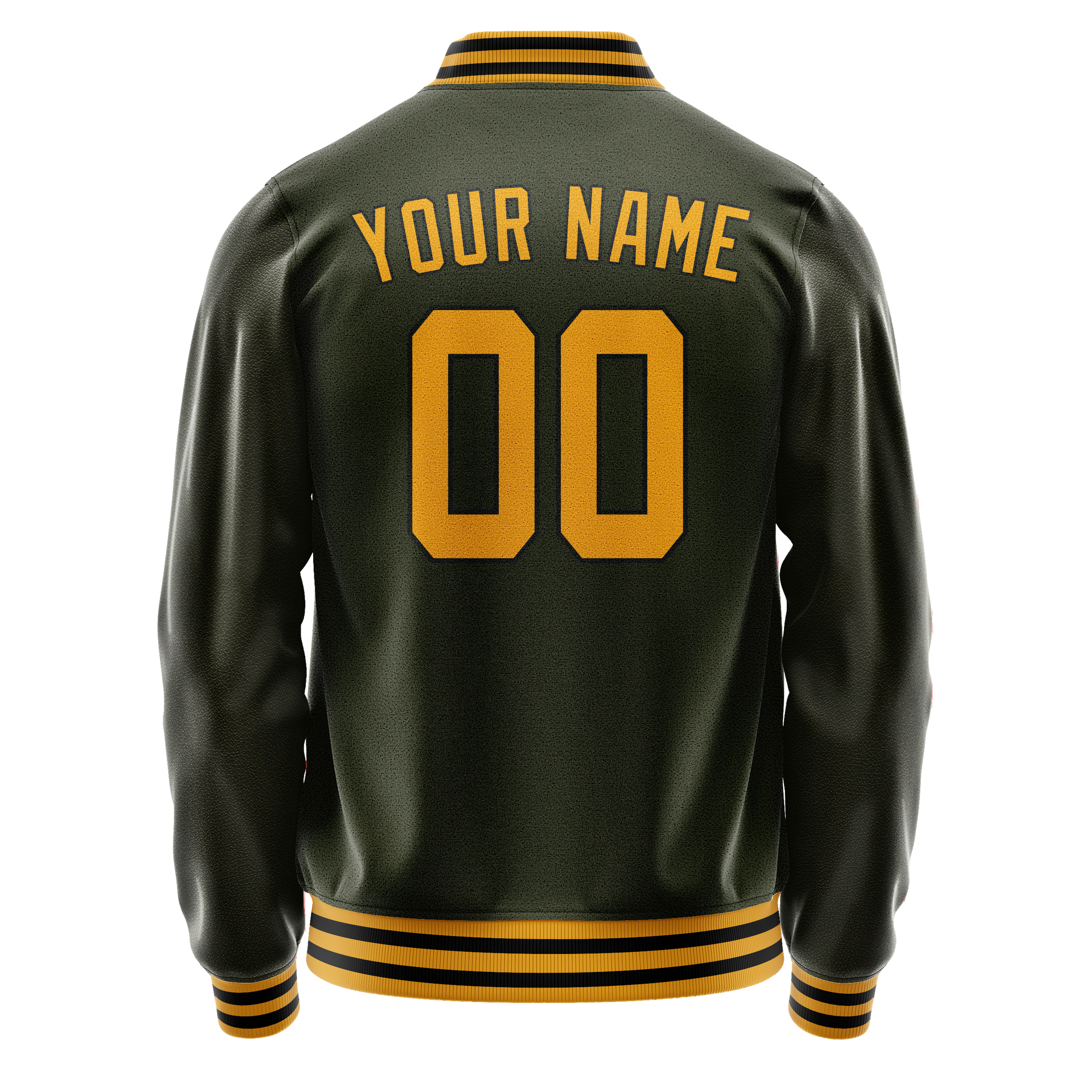 Custom Olive Gold Solid Color Varsity Letterman Jacket JA02240617LH315