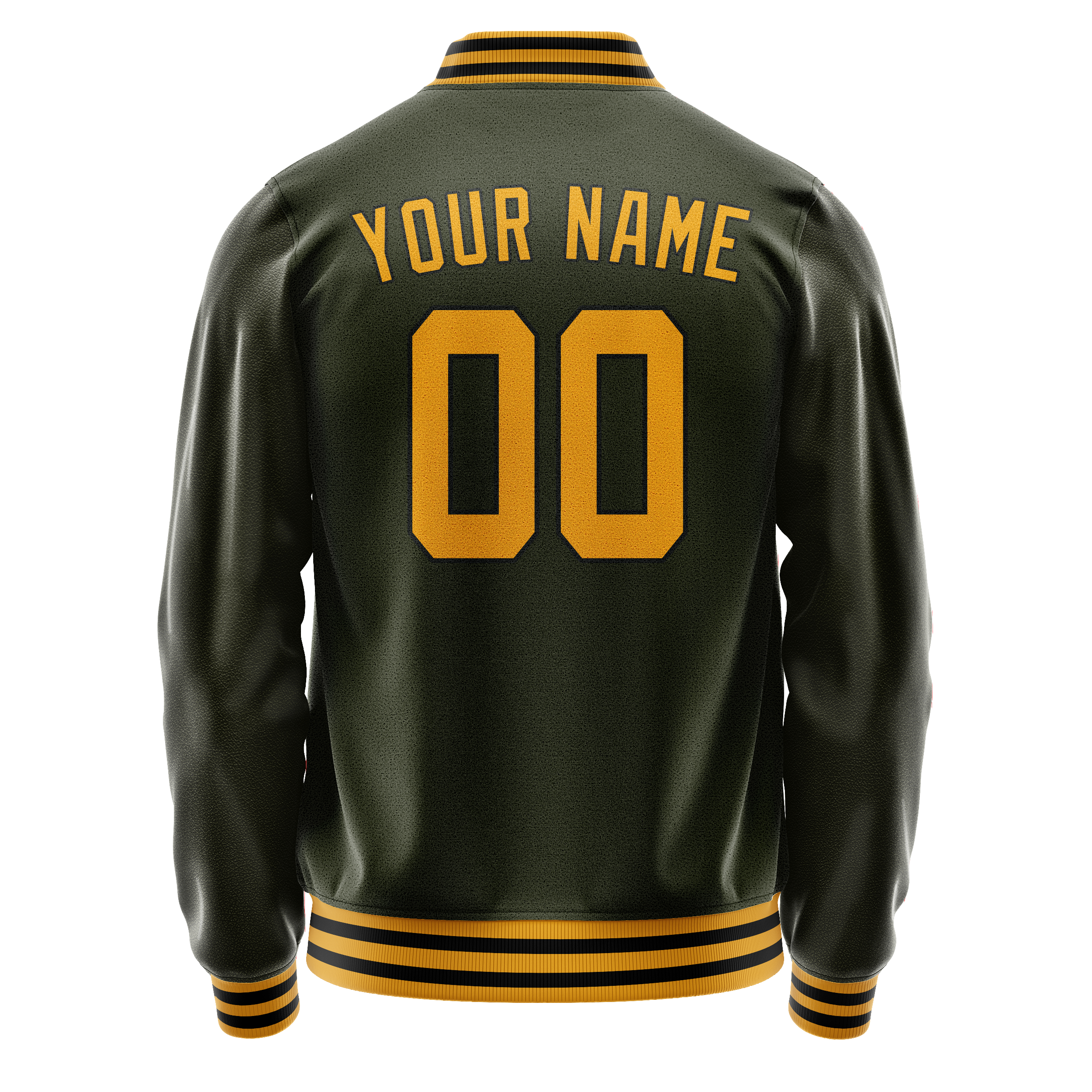 Custom Olive Gold Solid Color Varsity Letterman Jacket JA02240617LH315