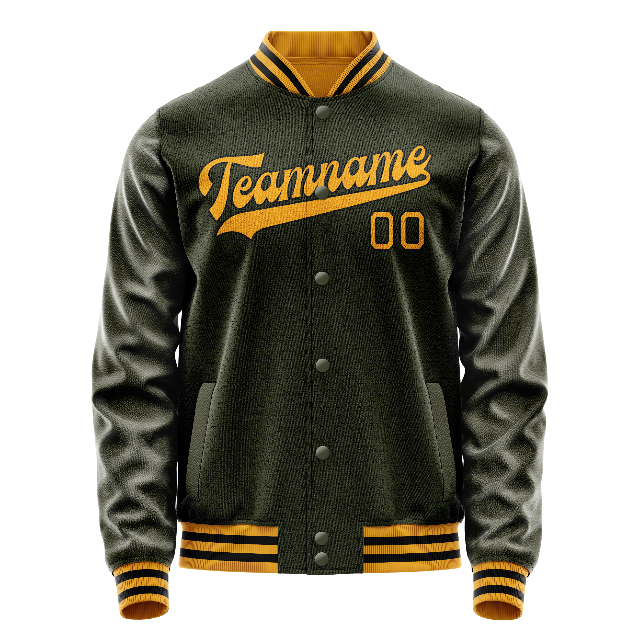 Custom Olive Gold Solid Color Varsity Letterman Jacket JA02240617LH315