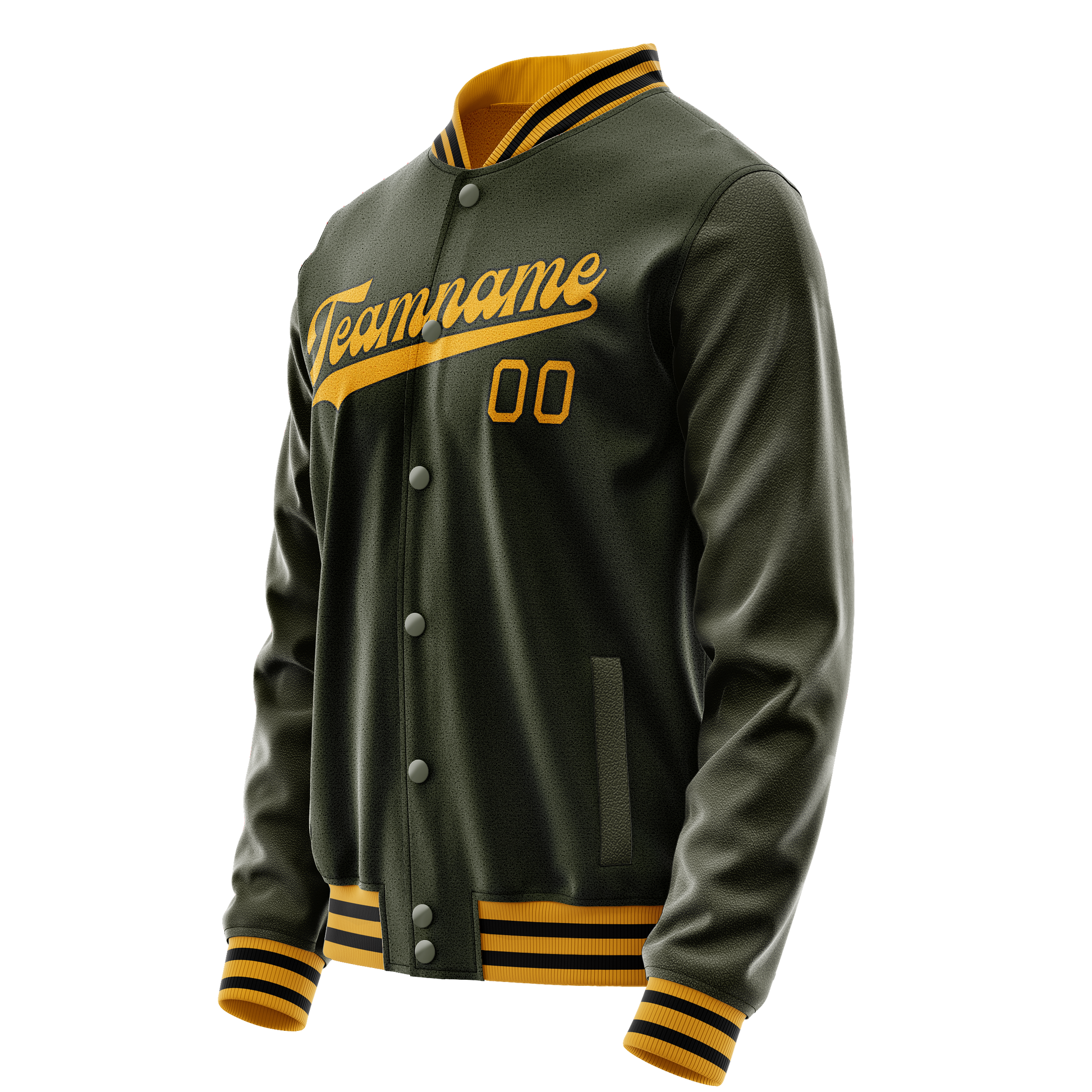 Custom Olive Gold Solid Color Varsity Letterman Jacket JA02240617LH315