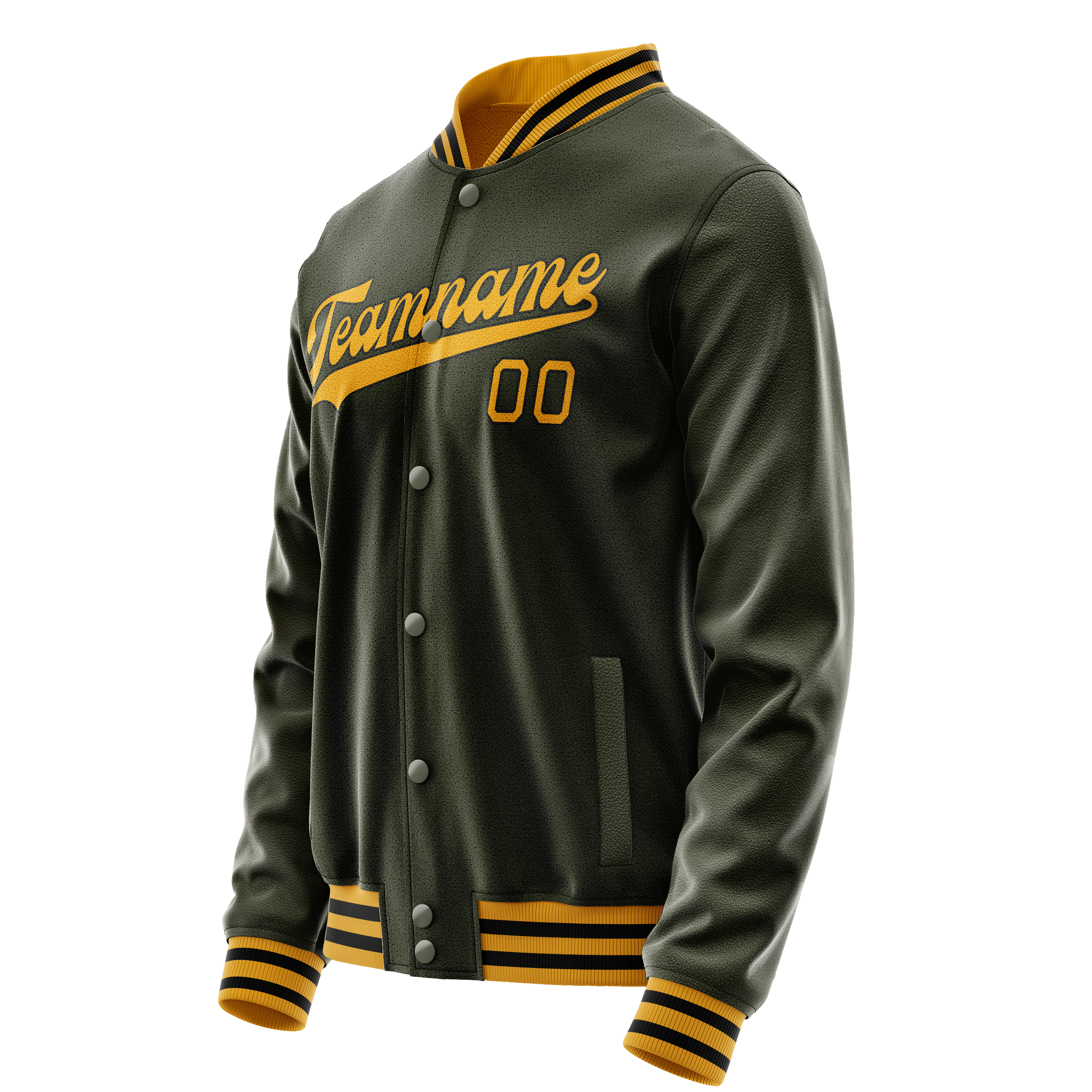 Custom Olive Gold Solid Color Varsity Letterman Jacket JA02240617LH315