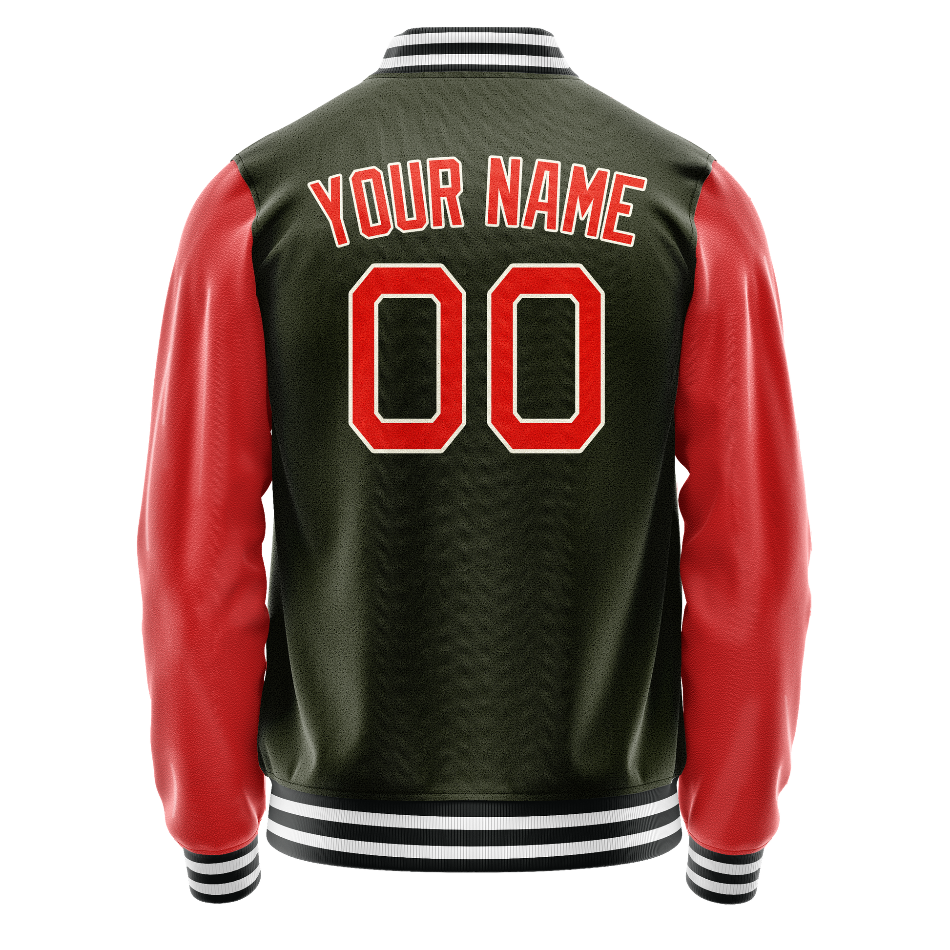 Custom Olive Orange Solid Color Varsity Letterman Jacket JA02240617LH325