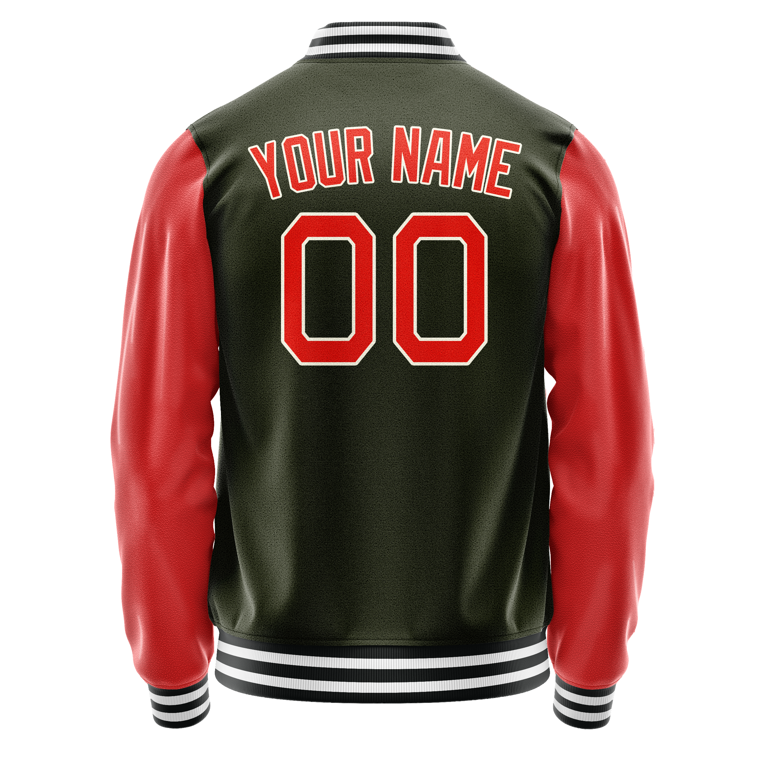 Custom Olive Orange Solid Color Varsity Letterman Jacket JA02240617LH325