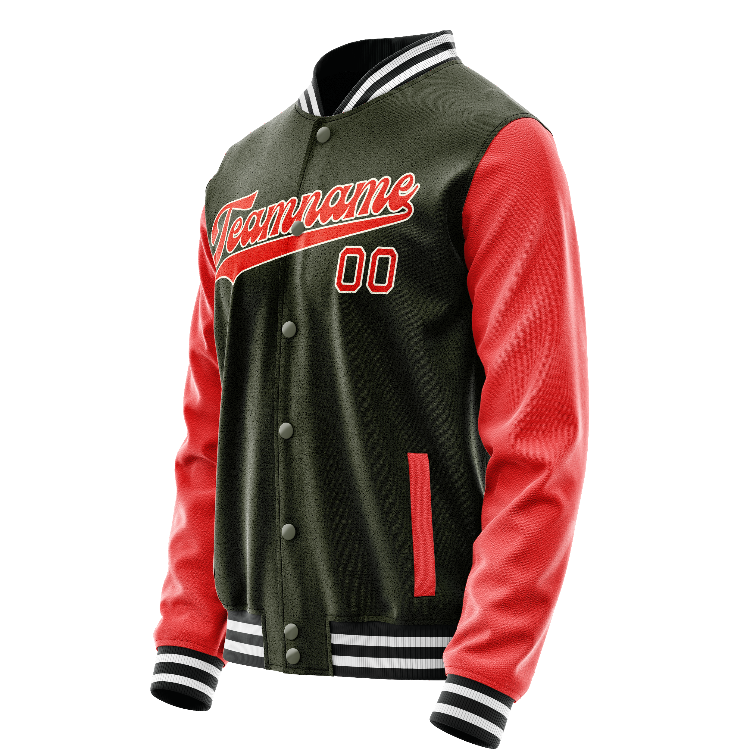 Custom Olive Orange Solid Color Varsity Letterman Jacket JA02240617LH325