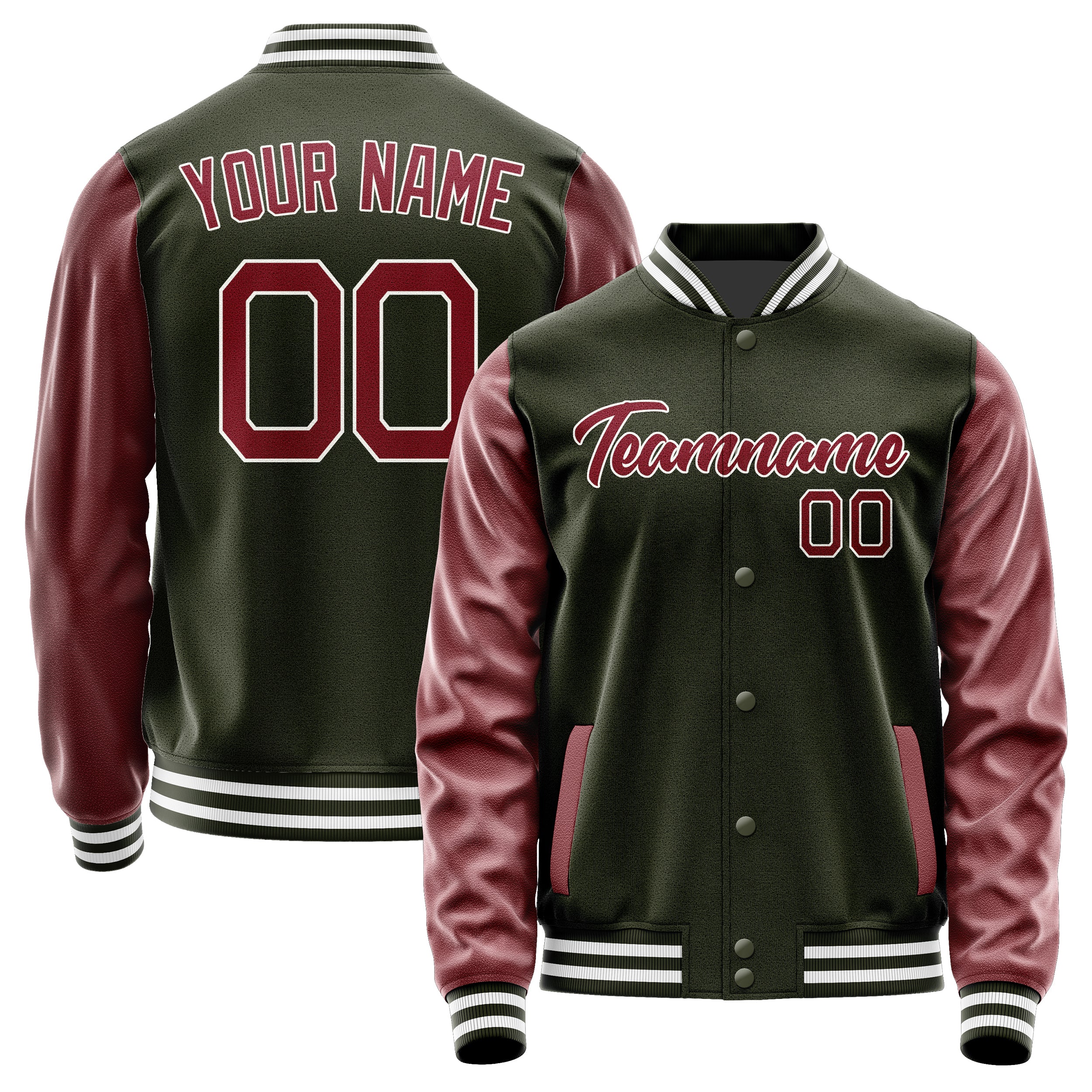 Custom Olive Crimson Red Jacket JA0202150218B21815