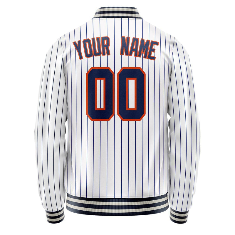 Custom White Navy Royal Pinstripe Varsity Letterman Jacket JA02240617JC501