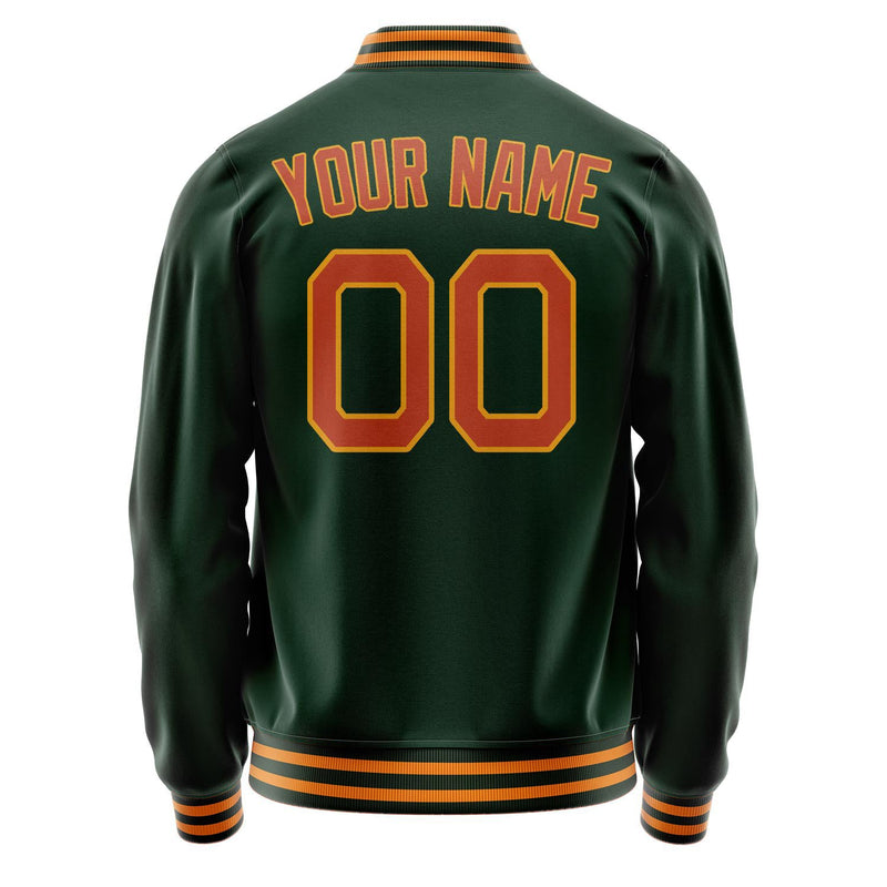 Custom Green Orange Solid Color Varsity Letterman Jacket JA02240617JG192