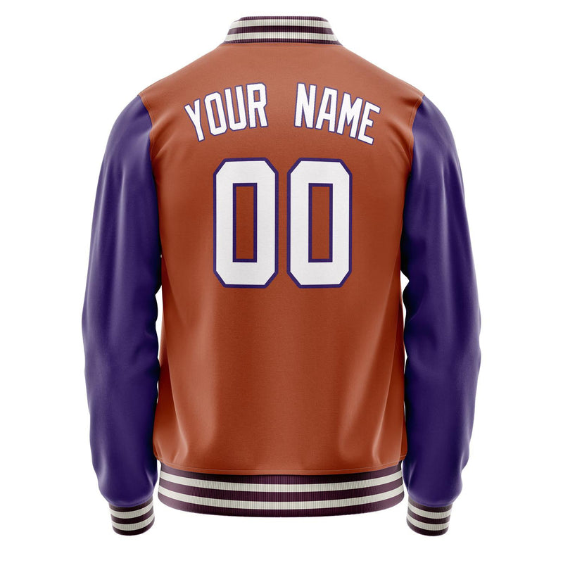 Custom Texas-Orange Purple Solid Color Varsity Letterman Jacket JA02240617JG422