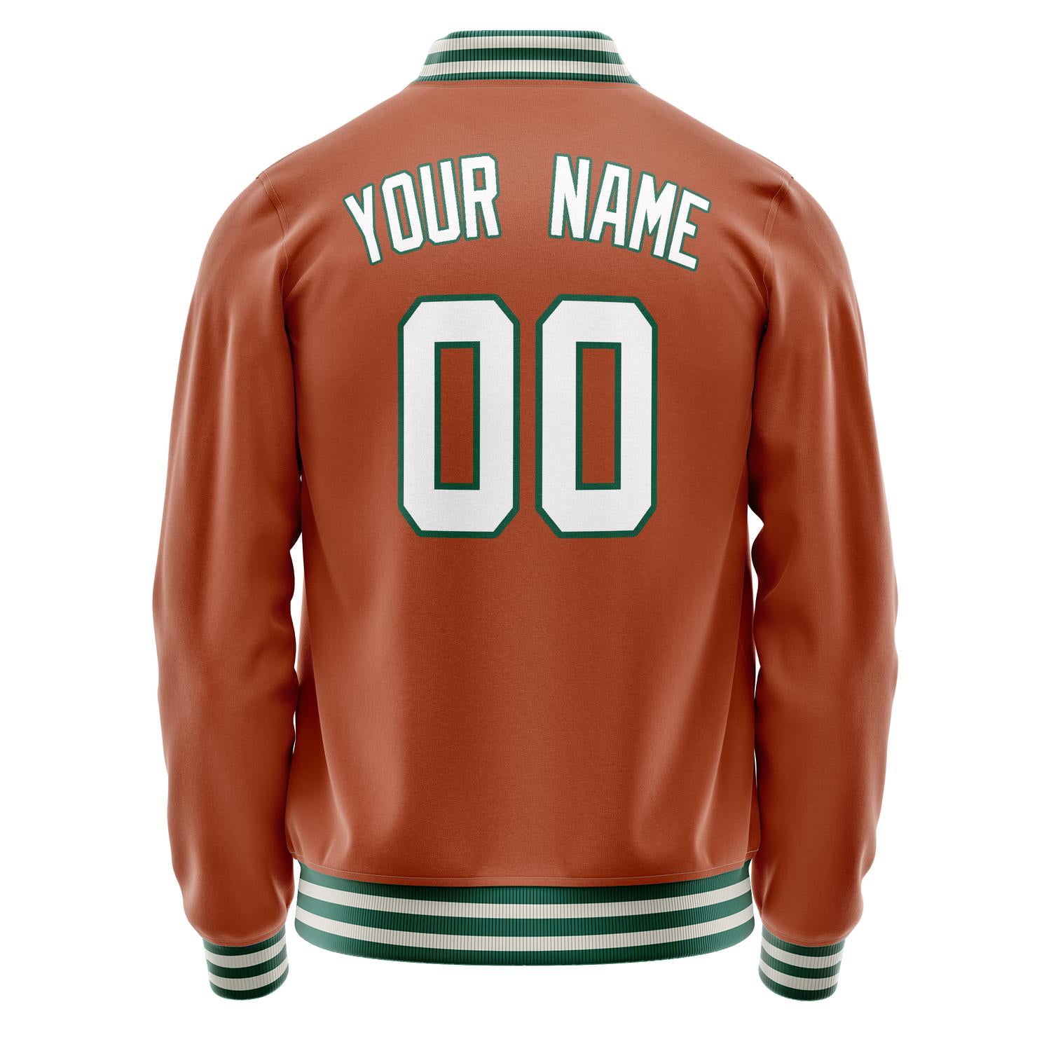 Custom Texas-Orange White Solid Color Varsity Letterman Jacket JA02240617JG424