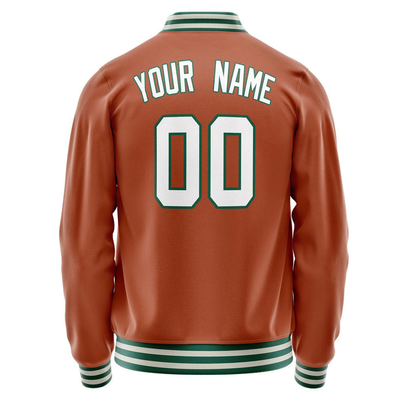 Custom Texas-Orange White Solid Color Varsity Letterman Jacket JA02240617JG424