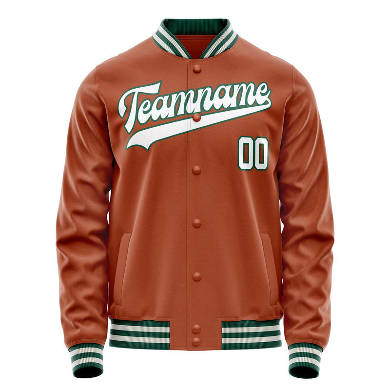 Custom Texas-Orange White Solid Color Varsity Letterman Jacket JA02240617JG424