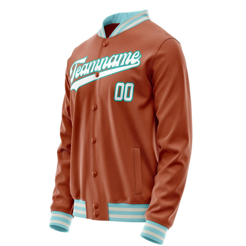 Custom Texas-Orange White Solid Color Varsity Letterman Jacket JA02240617JG434