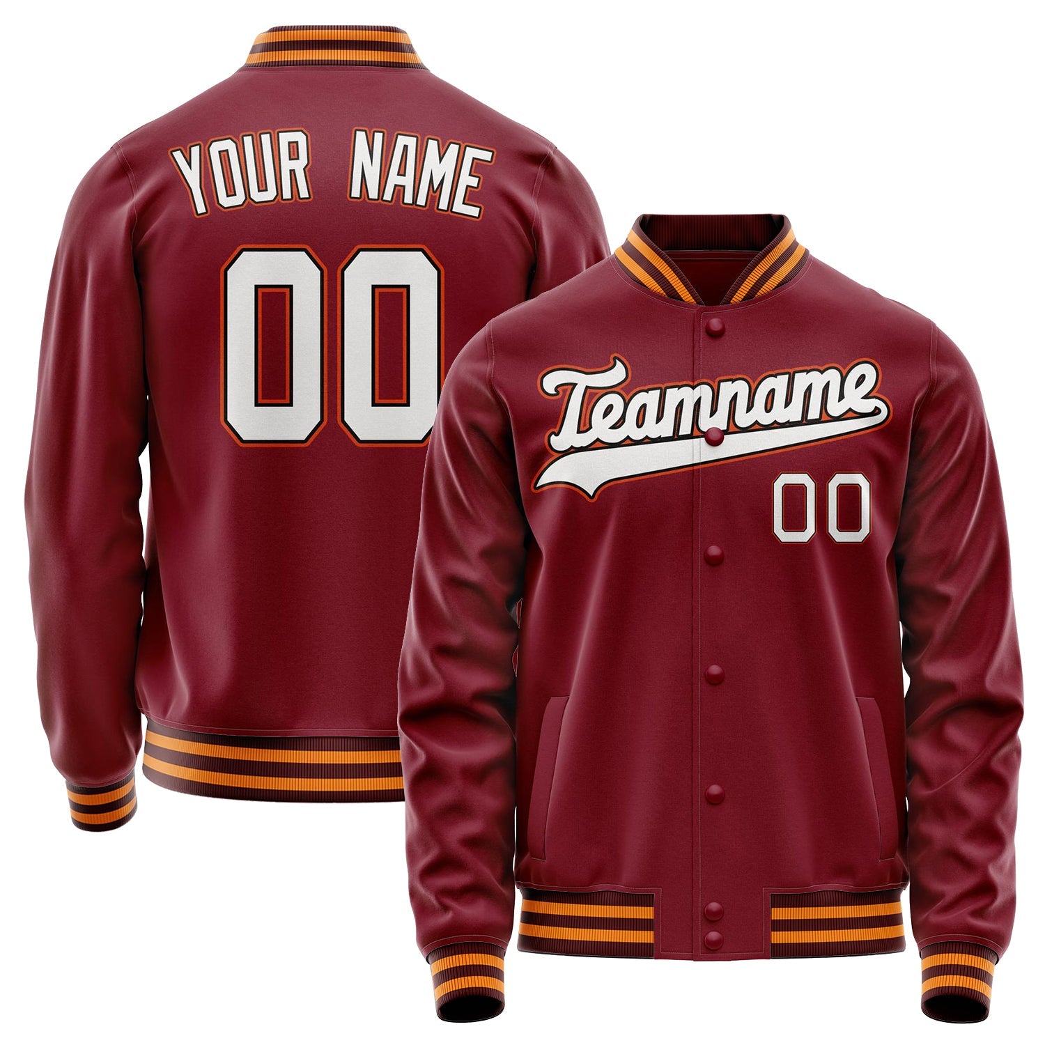 Custom Crimson White Solid Color Varsity Letterman Jacket JA02240617KZ512