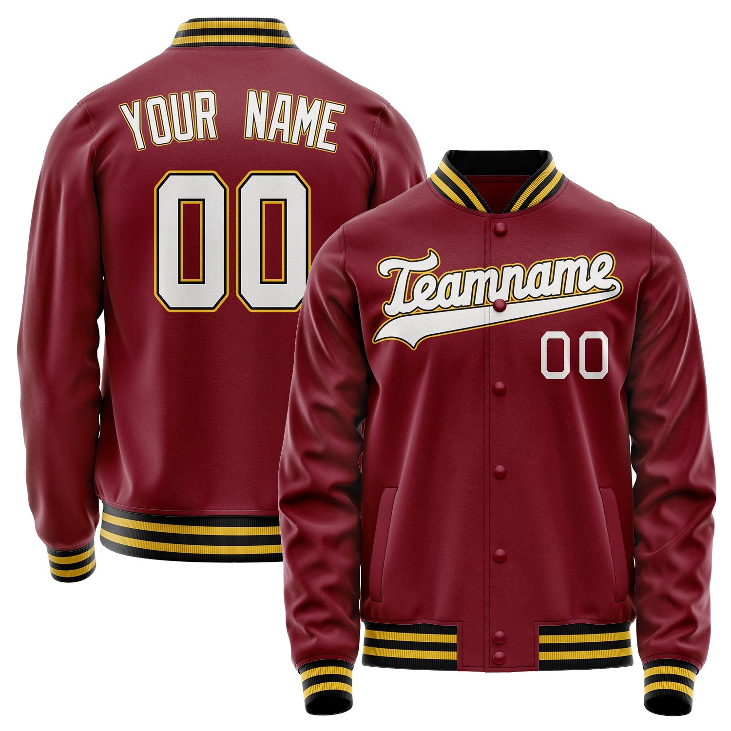 Custom Crimson White Solid Color Varsity Letterman Jacket JA02240617KZ524