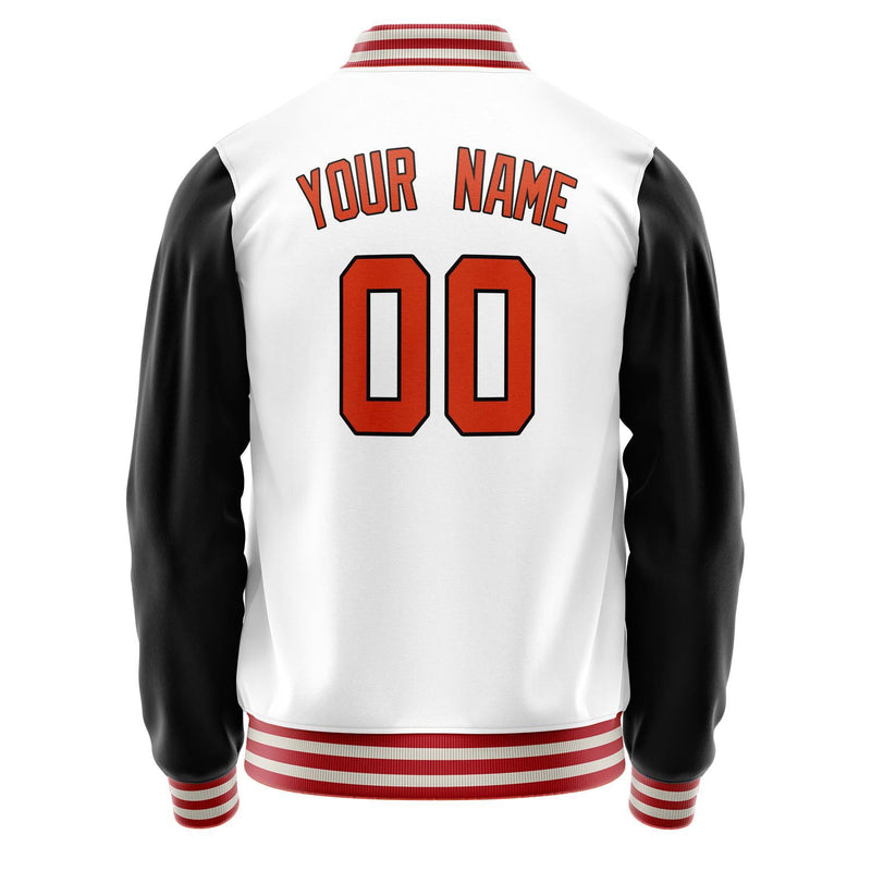Custom White Black Solid Color Varsity Letterman Jacket JA02240617LH460