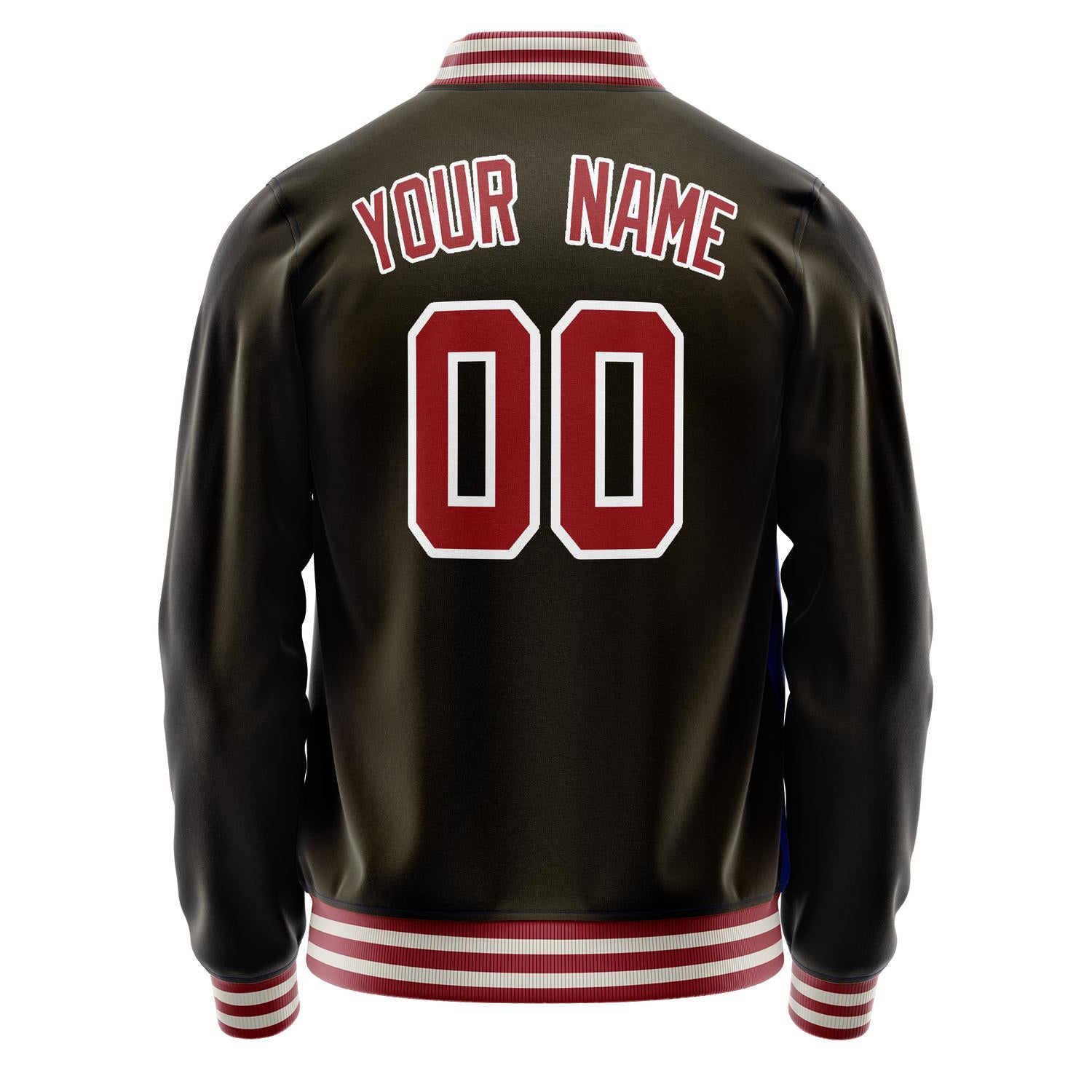 Custom Brown Red Solid Color Varsity Letterman Jacket JA02240617XF081