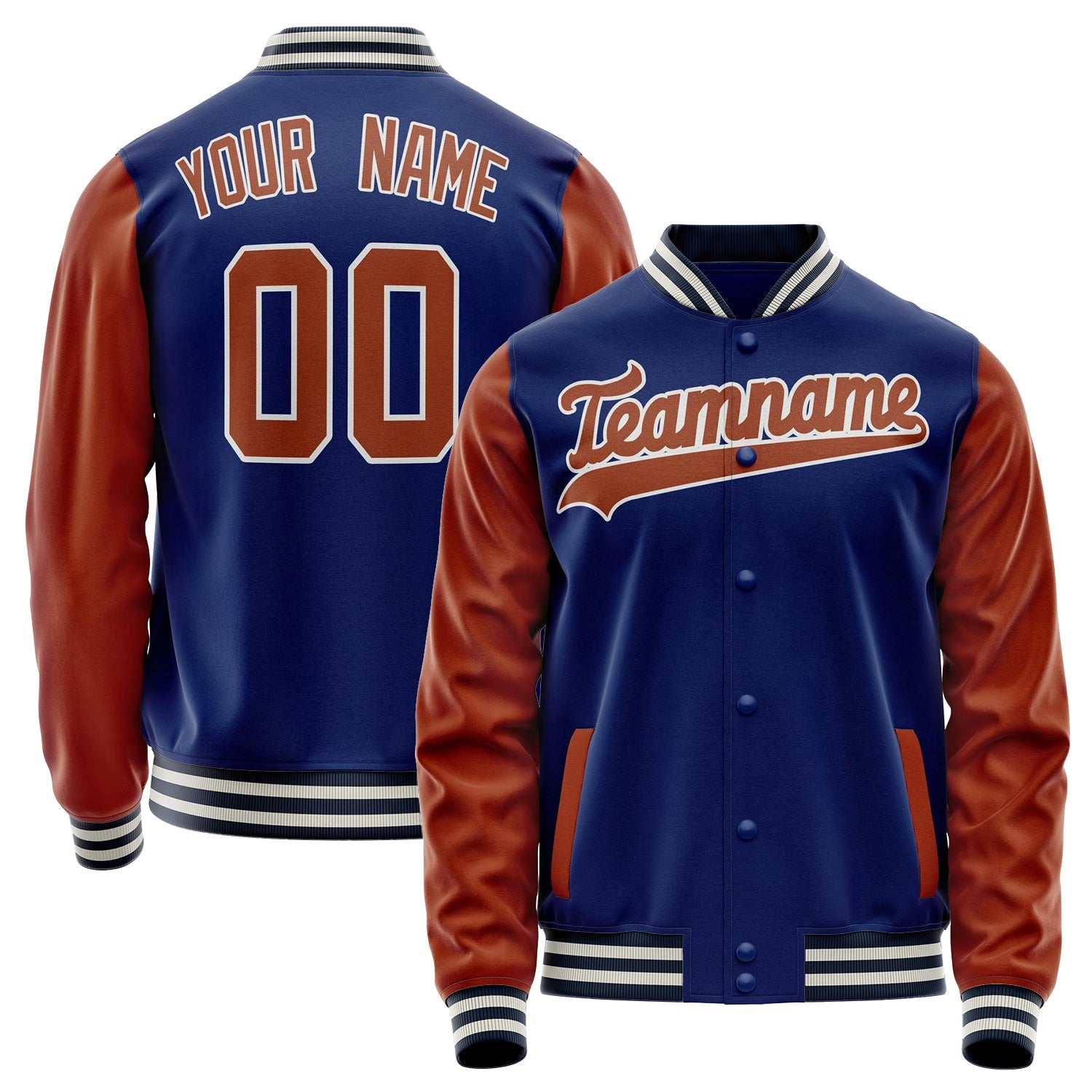 Custom Royal Brown Solid Color Varsity Letterman Jacket JA02240617XF544