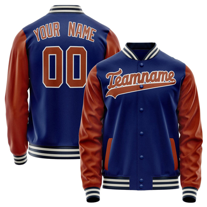 Custom Royal Brown Solid Color Varsity Letterman Jacket JA02240617XF544