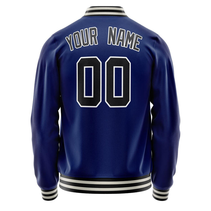 Custom Royal Black Solid Color Varsity Letterman Jacket JA02240617XF545