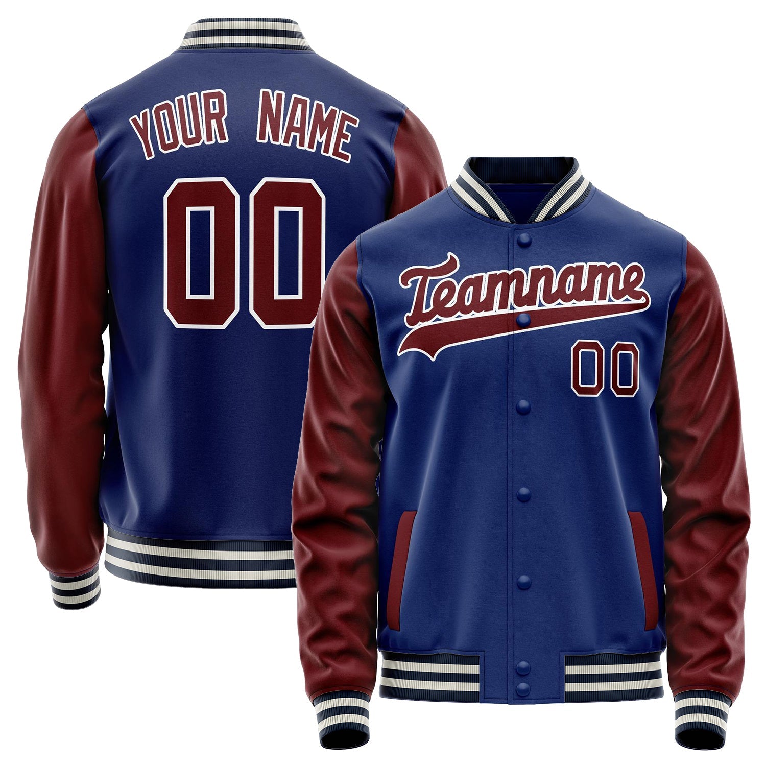 Custom Royal Brown Solid Color Varsity Letterman Jacket JA02240617XF557