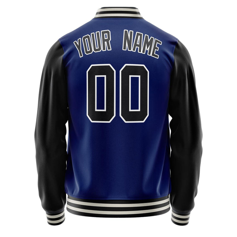 Custom Royal Black Solid Color Varsity Letterman Jacket JA02240617XF564