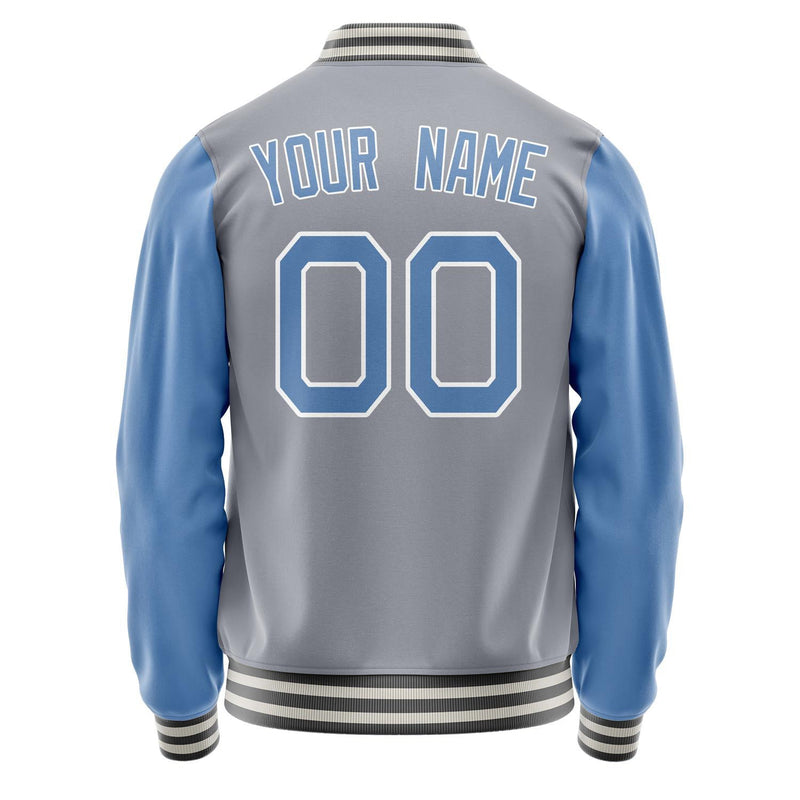 Custom Gray Light-Blue Solid Color Varsity Letterman Jacket JA02240617YH155