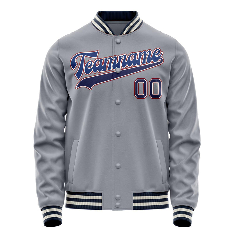Custom Gray Royal Solid Color Varsity Letterman Jacket JA02240617YH161