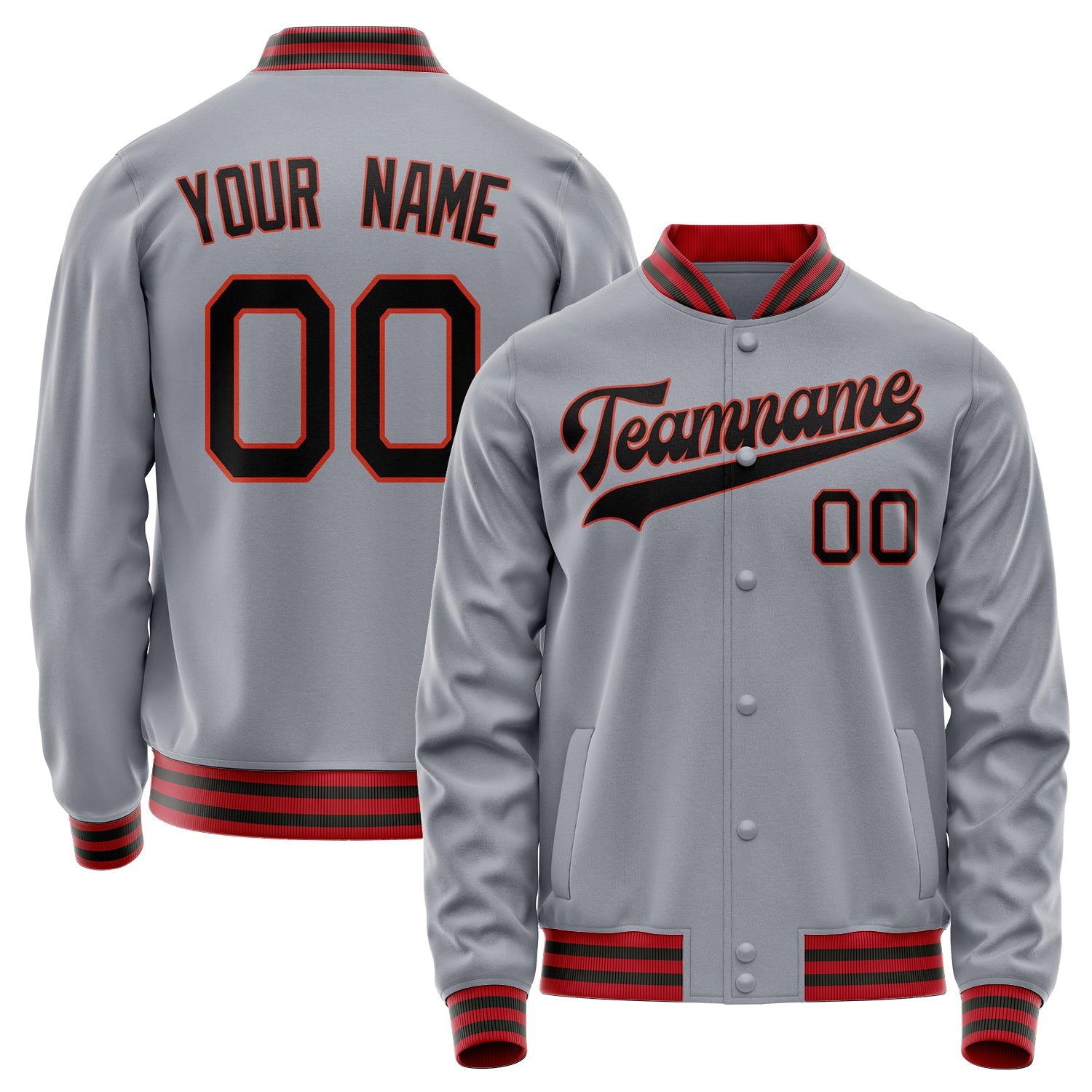 Custom Gray Black Solid Color Varsity Letterman Jacket JA02240617YH163