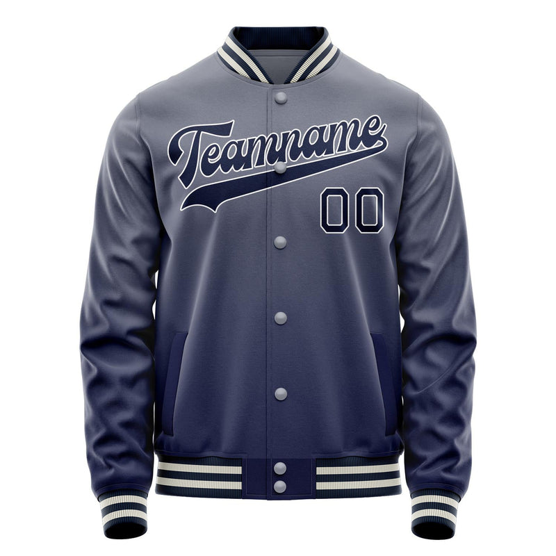 Custom Gray Navy Gradient Varsity Letterman Jacket JA02240617YH169