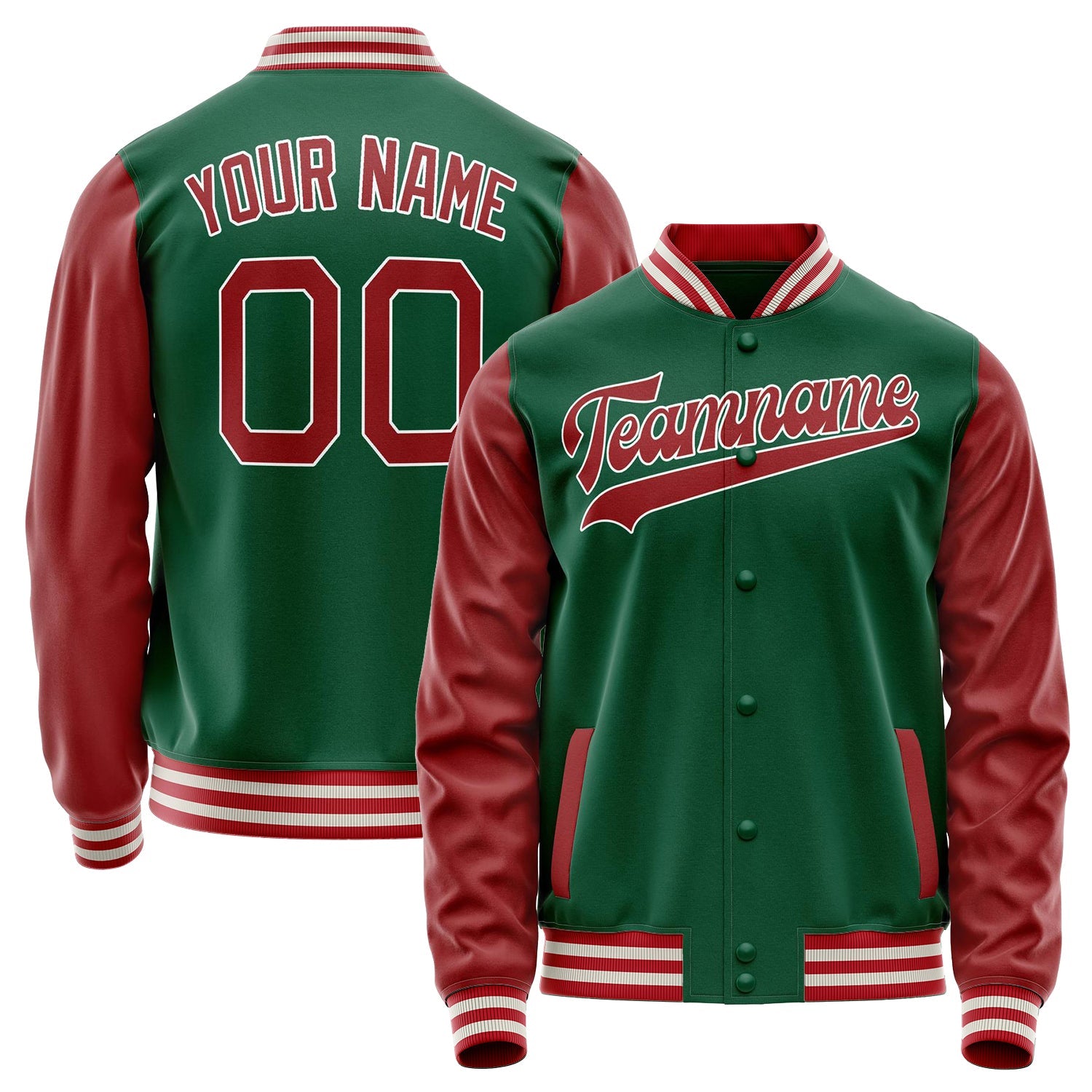 Custom Kelly-Green Texas-Orange Solid Color Varsity Letterman Jacket JA02240617ZF209
