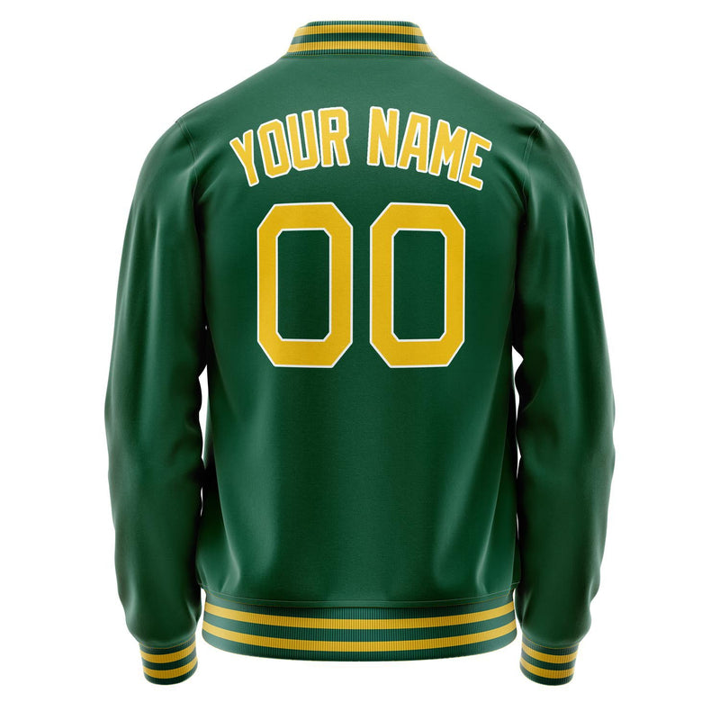 Custom Kelly-Green Gold Solid Color Varsity Letterman Jacket JA02240617ZF230