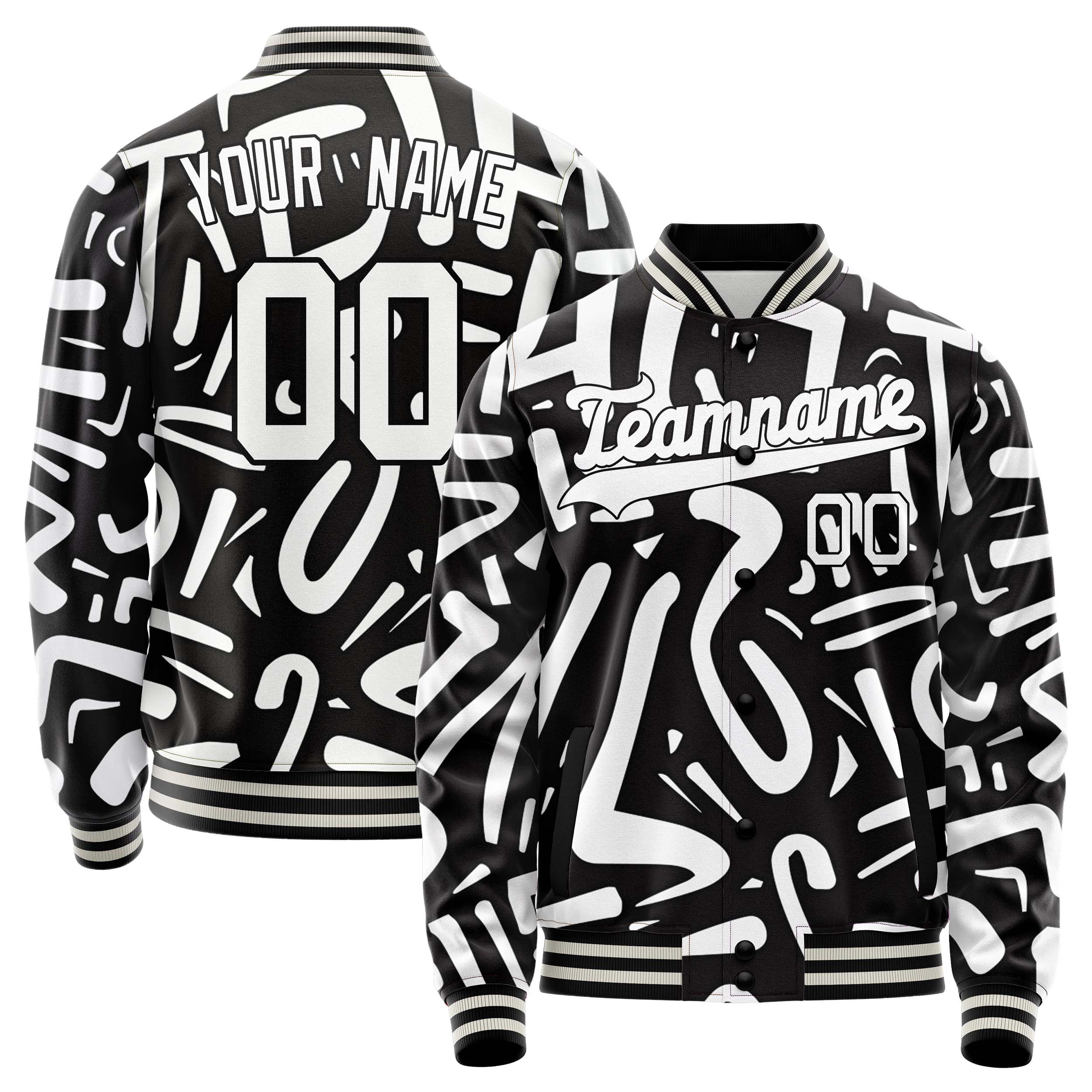 Custom Monochrome Graffiti Jacket JA02240824PA005