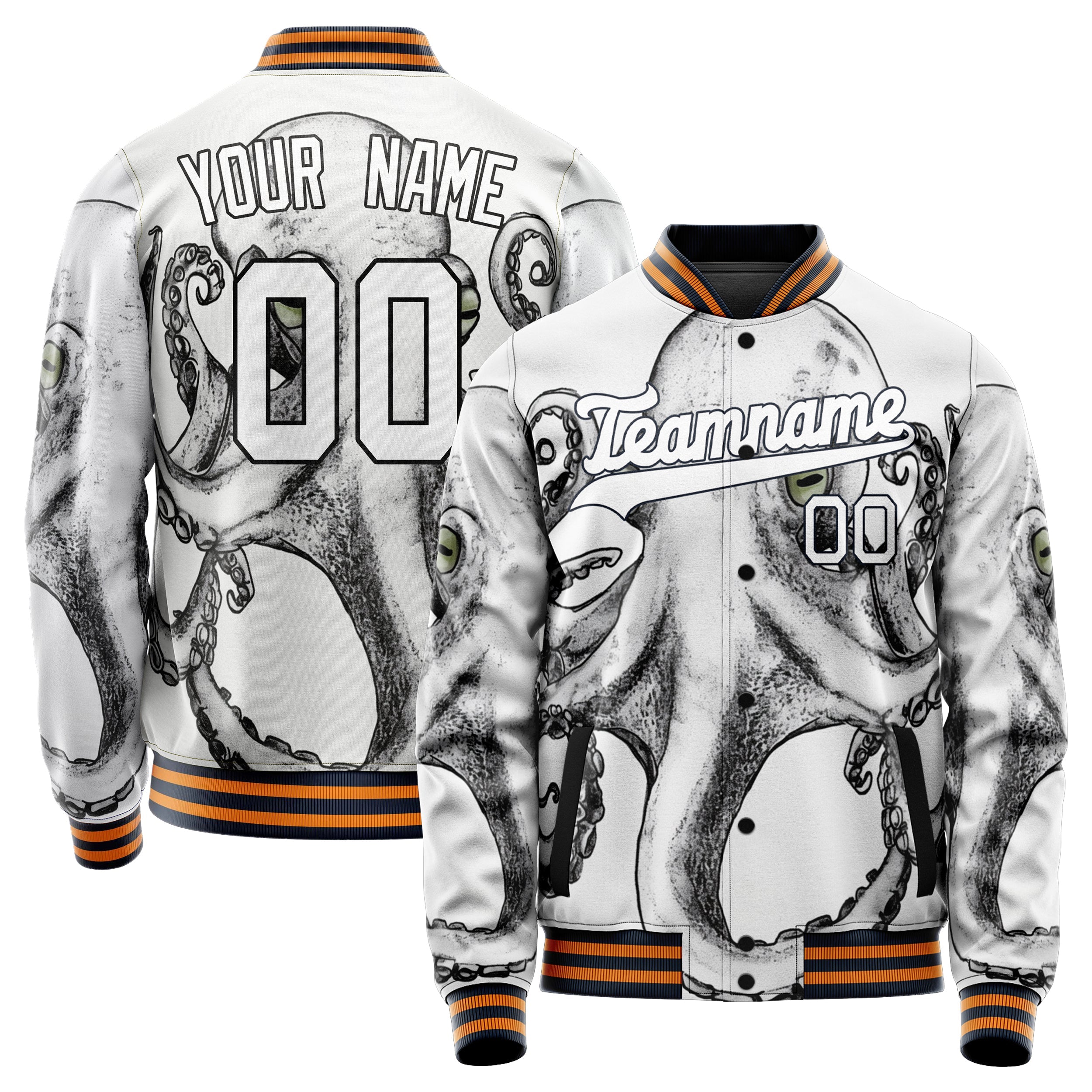 Custom Black and White Octopus Jacket JA02240824PA043