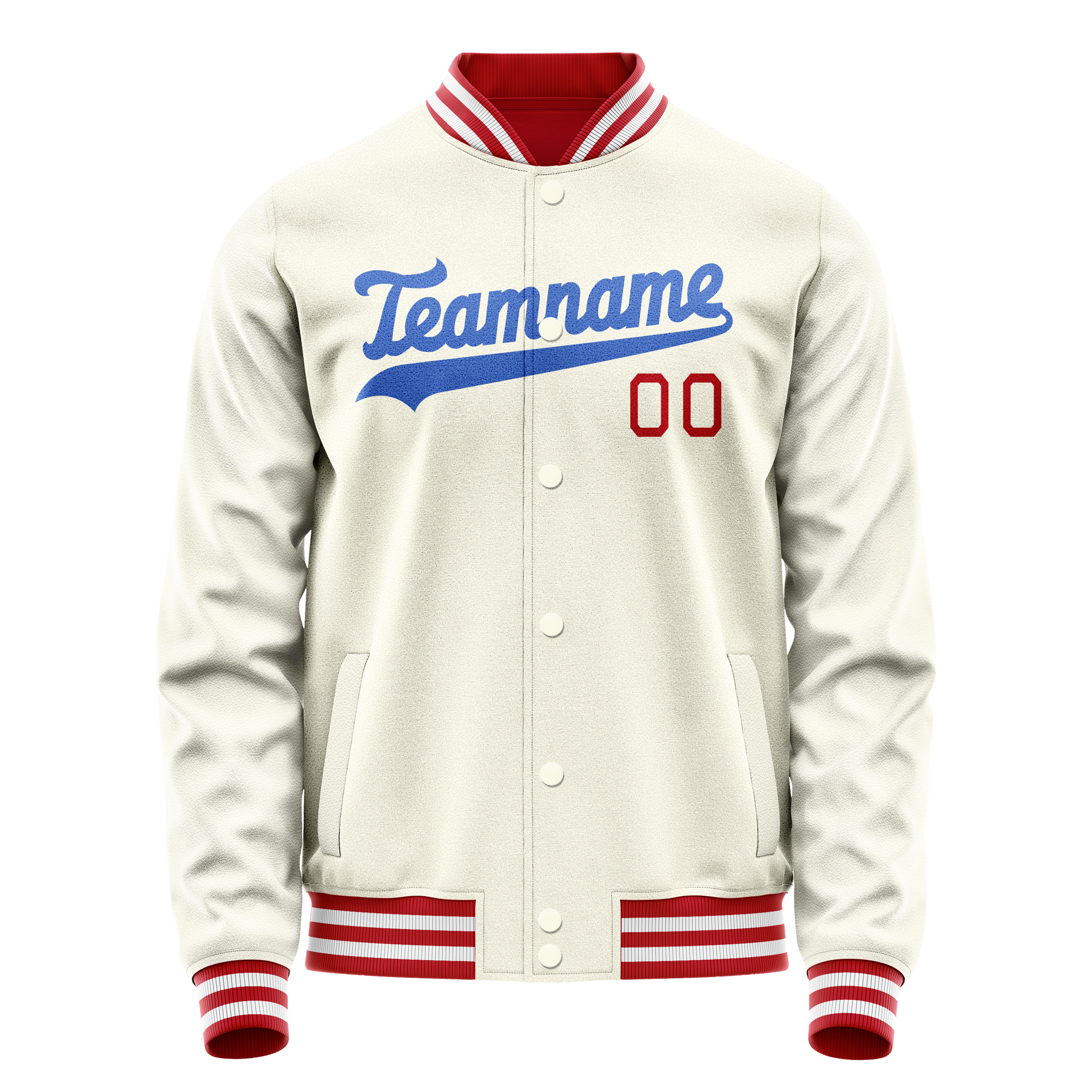 Custom Cream Royal Solid Color Varsity Letterman Jacket JA02240617JC115