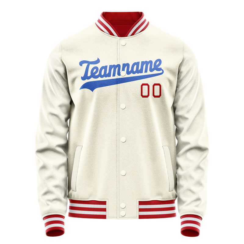 Custom Cream Royal Solid Color Varsity Letterman Jacket JA02240617JC115