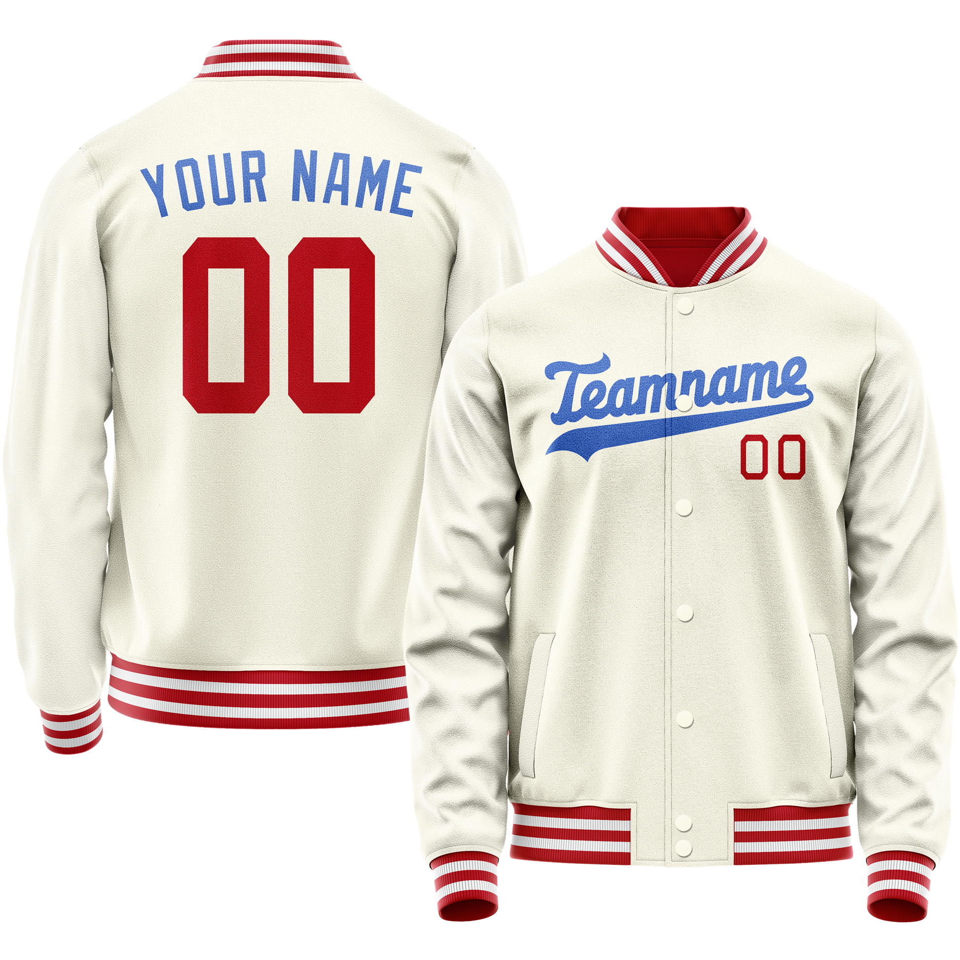 Custom Cream Royal Solid Color Varsity Letterman Jacket JA02240617JC115
